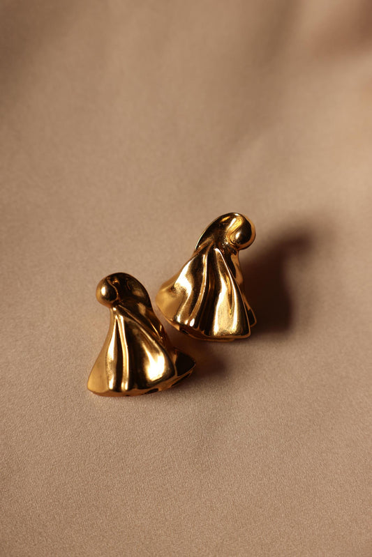 Gold-Tone Sculptural Folded Pierced Earrings