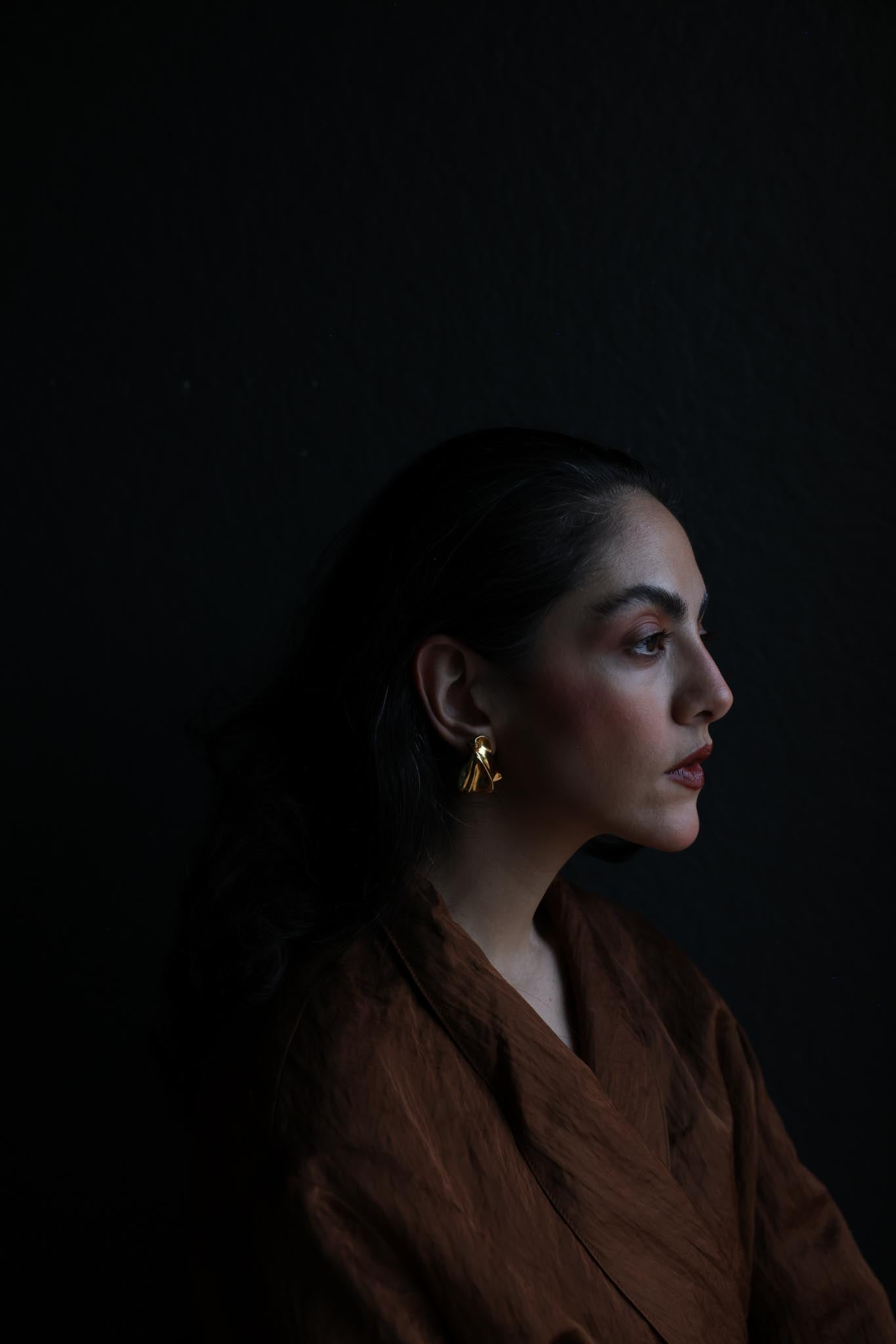 Gold-Tone Sculptural Folded Pierced Earrings