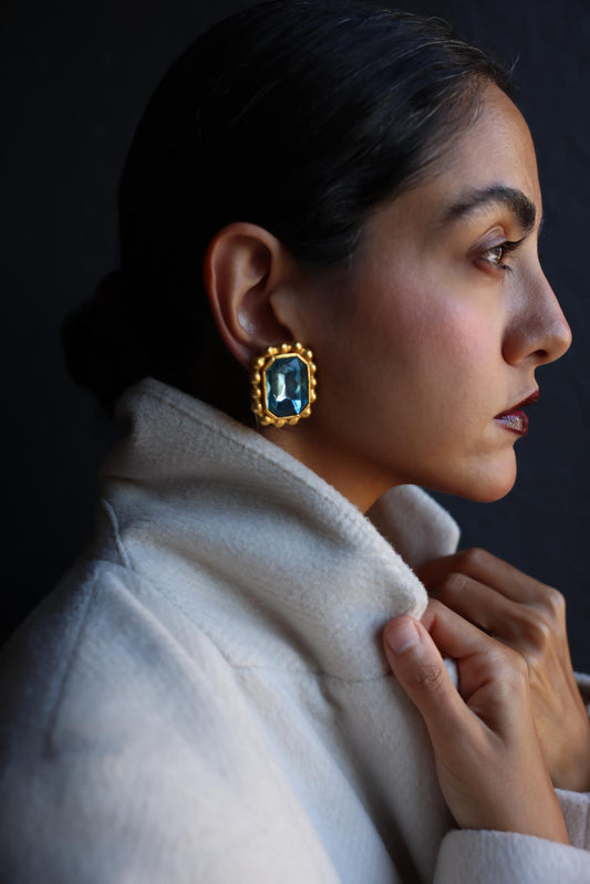 Blue Ember Frame Earrings|Vintage Baazaar 