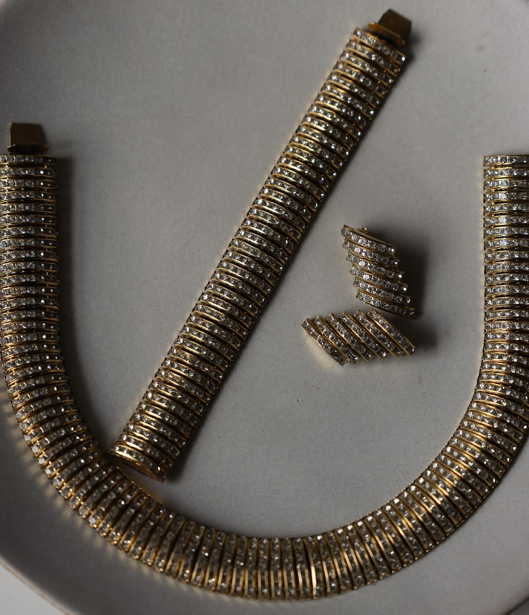 Butler & Wilson Gold-Tone Rhinestone Jewelry Set|Vintage Baazaar 