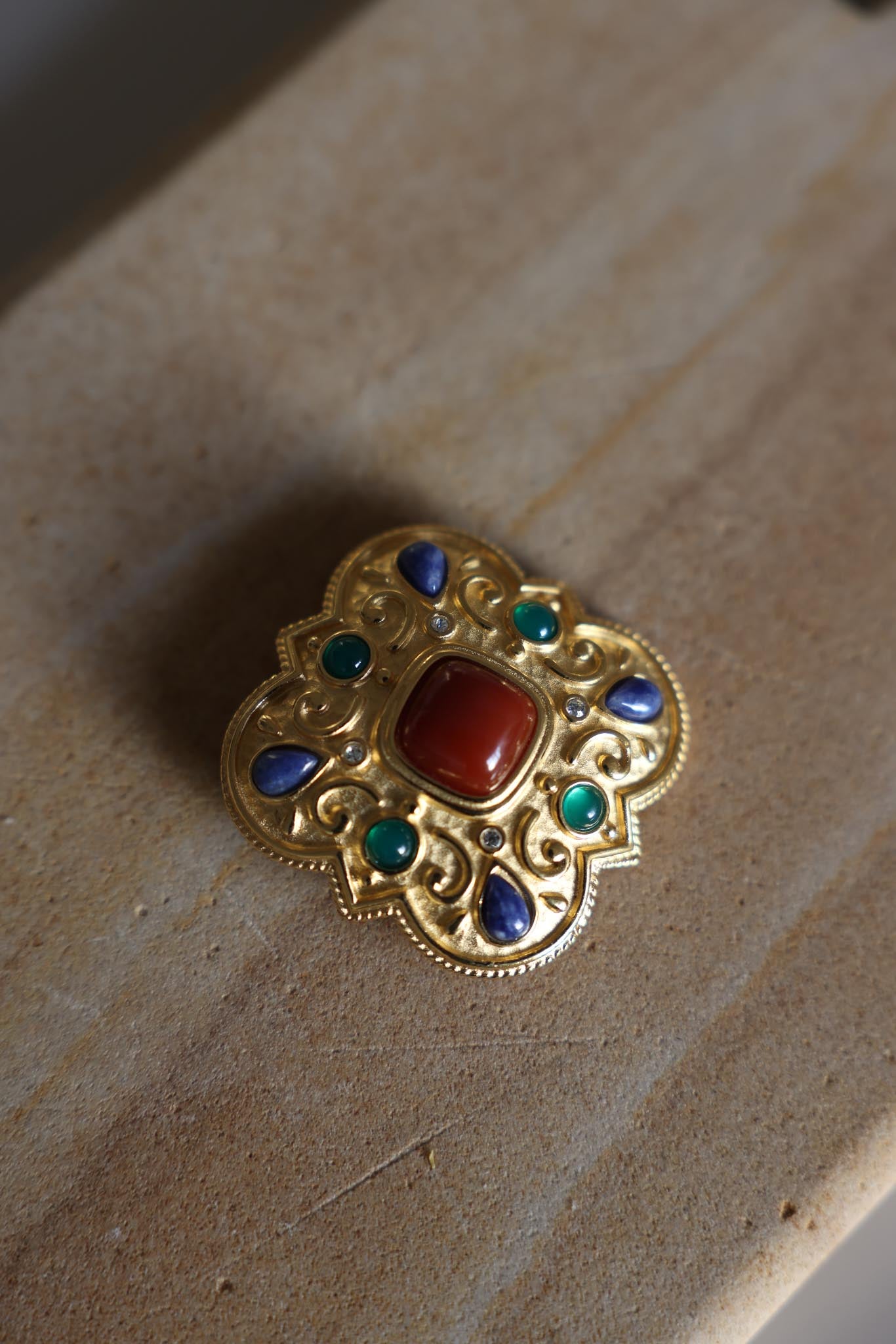 Moorish Gemstone Brooch|Vintage Baazaar 