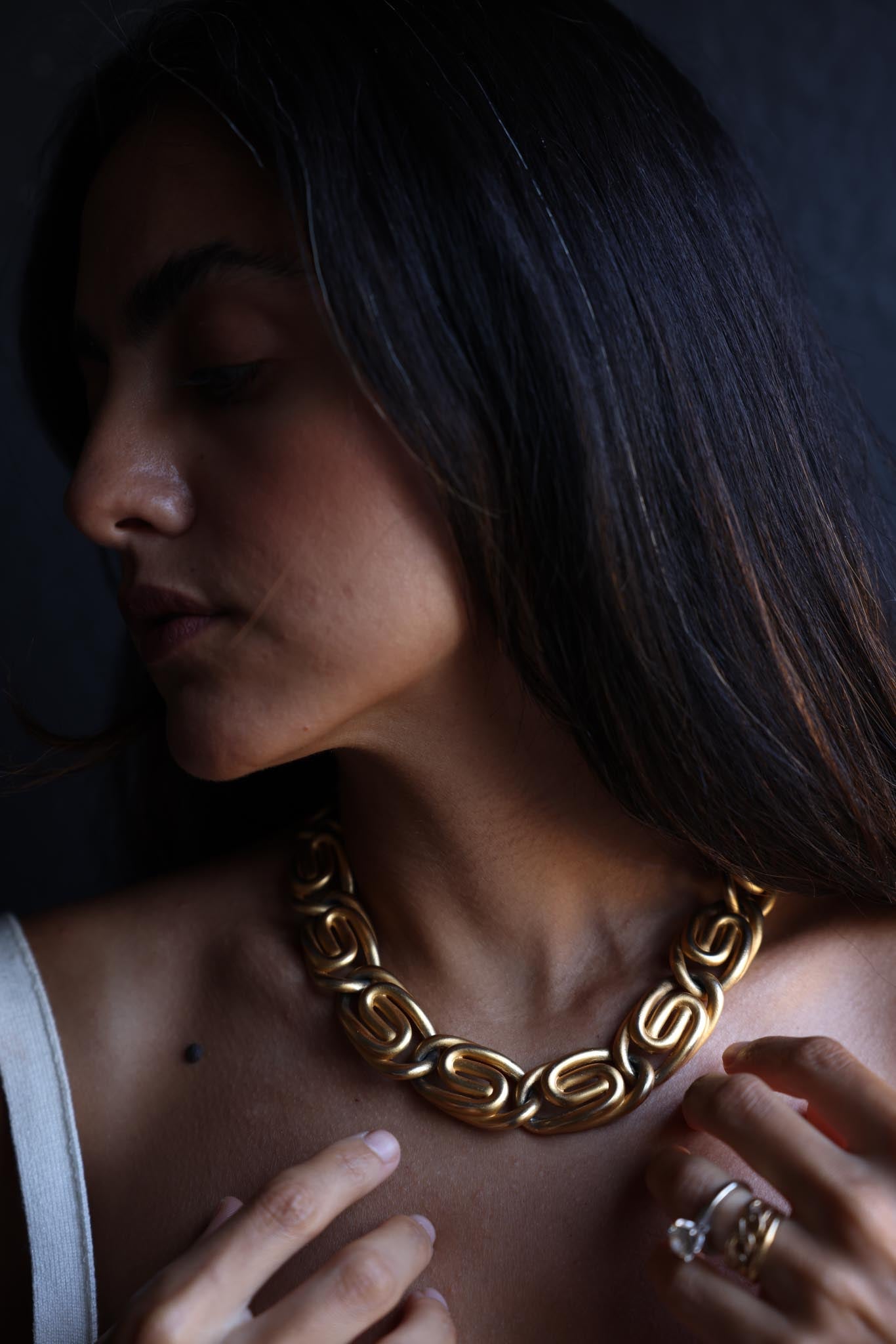 Vintage Matte Gold Chunky Collar Necklace Anne Klein|Vintage Baazaar 
