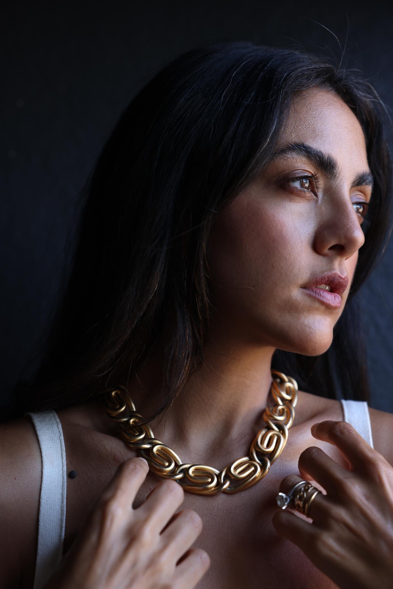 Vintage Matte Gold Chunky Collar Necklace Anne Klein|Vintage Baazaar 