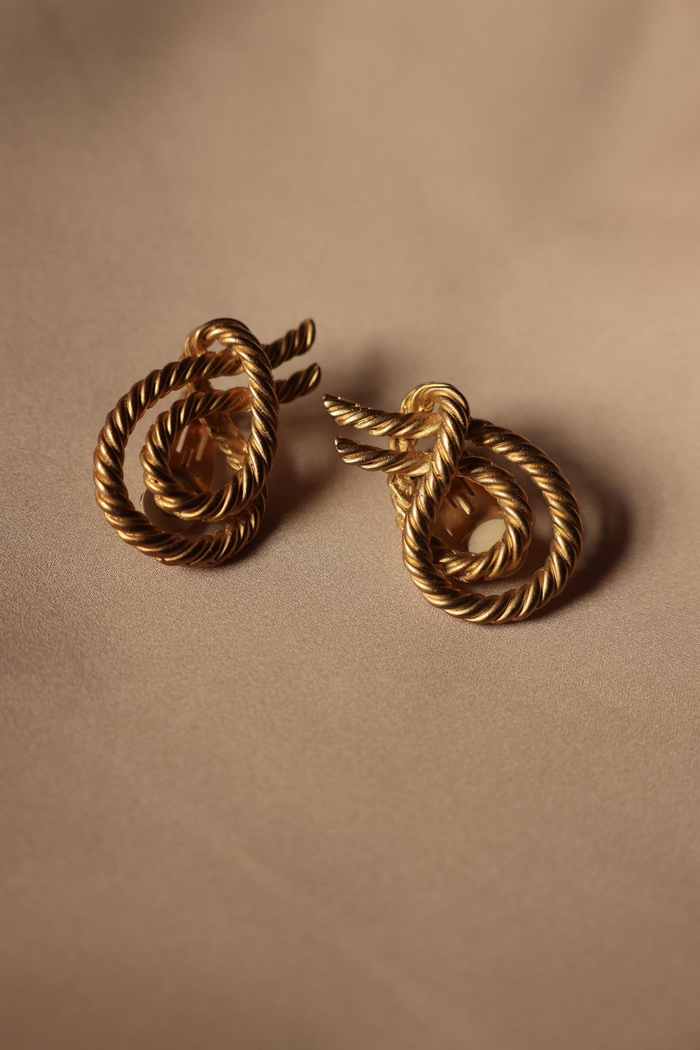 Gold Plated Twisted Rope Clip-On Earrings