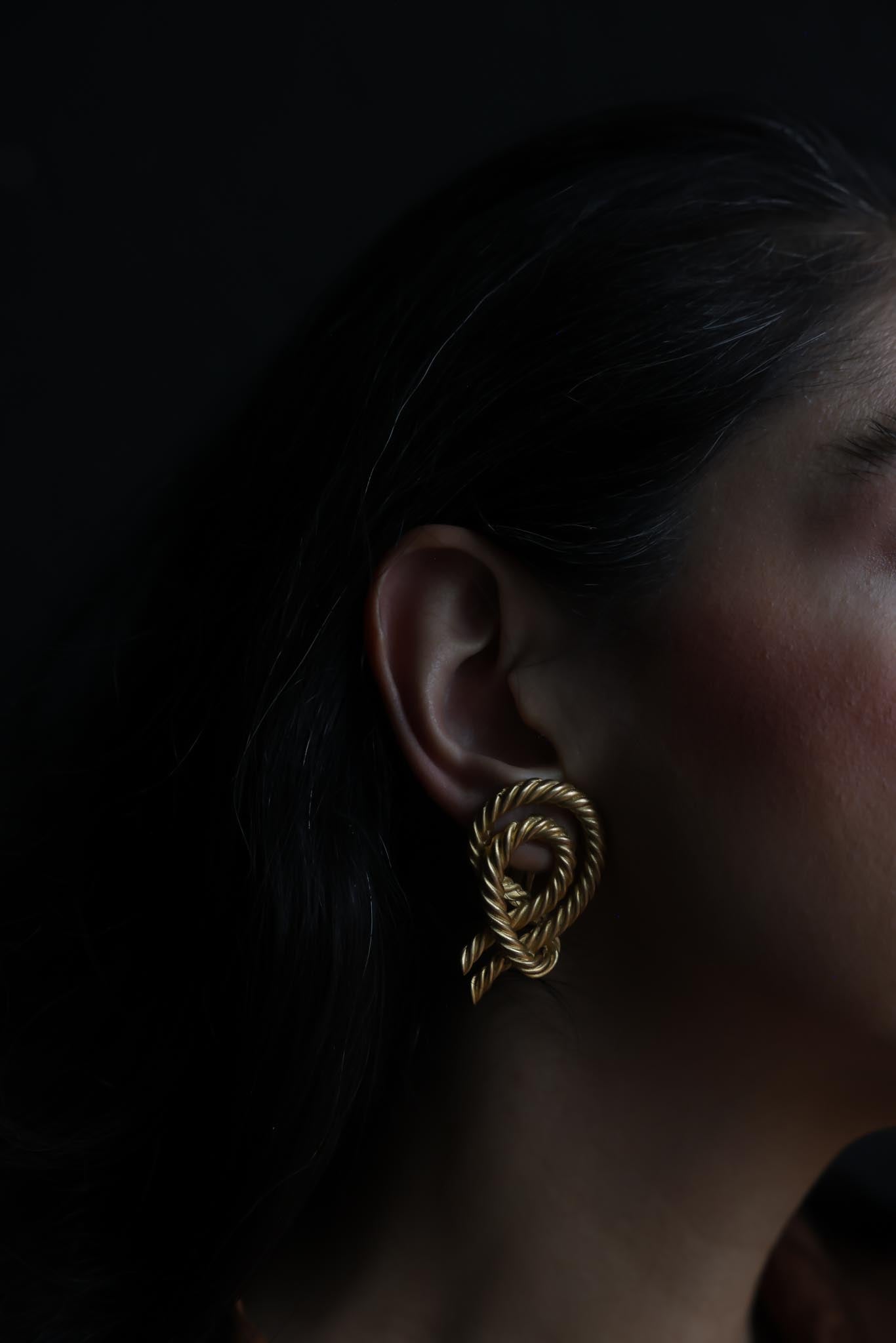 Gold Plated Twisted Rope Clip-On Earrings