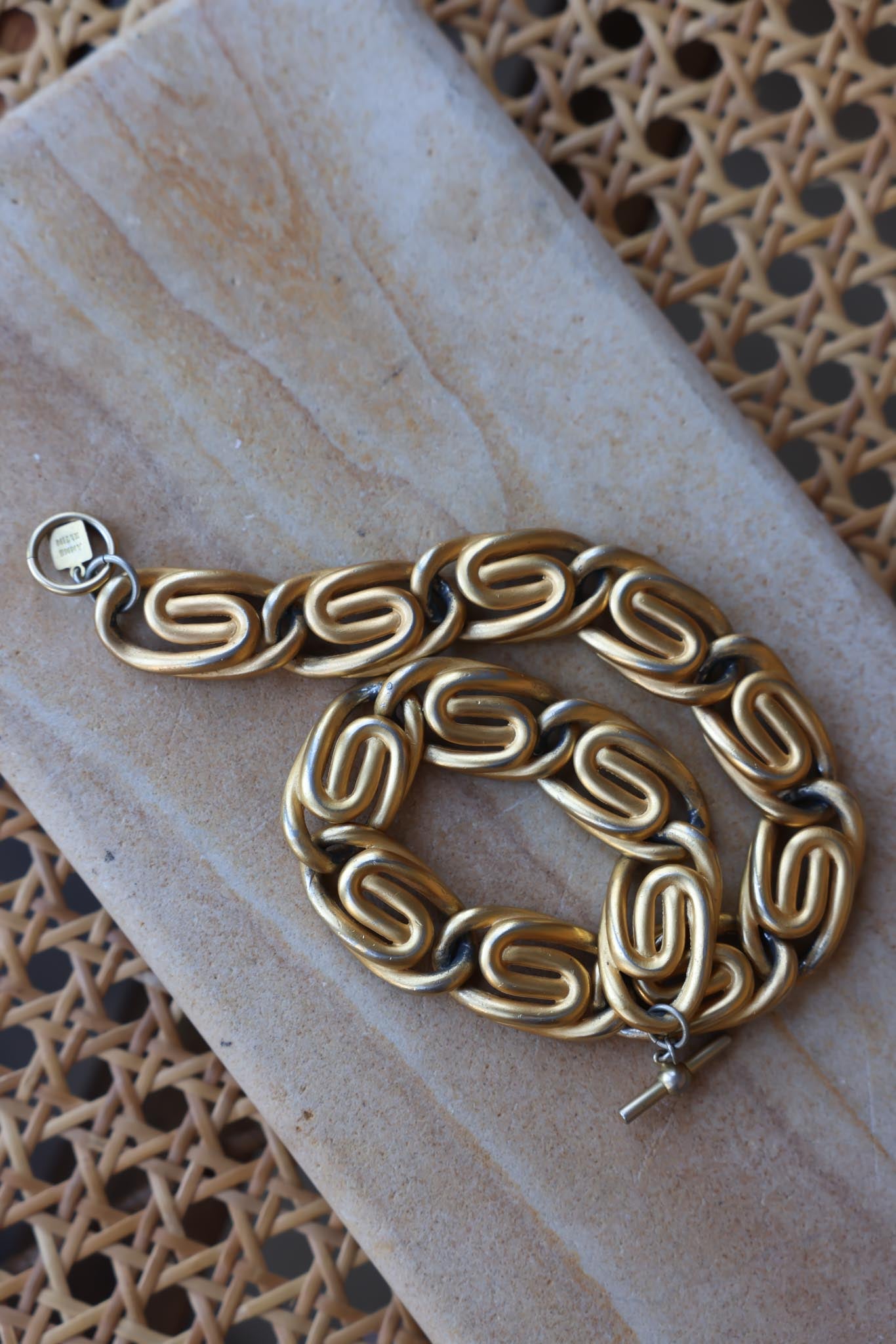 Vintage Matte Gold Chunky Collar Necklace Anne Klein|Vintage Baazaar 