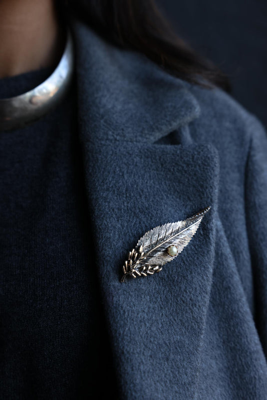 Silver Laurel Leaf Brooch|Vintage Baazaar 