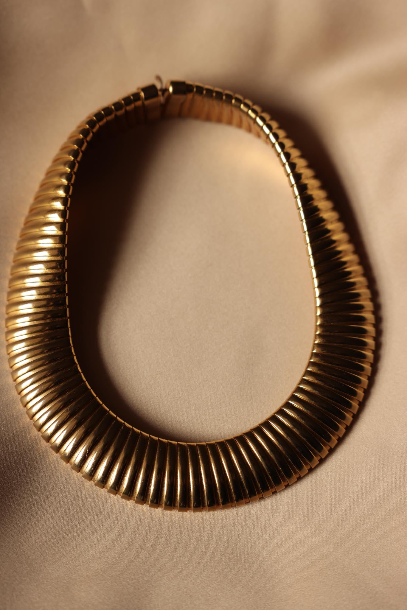 1980s Gold Tone Omega Coil Necklace