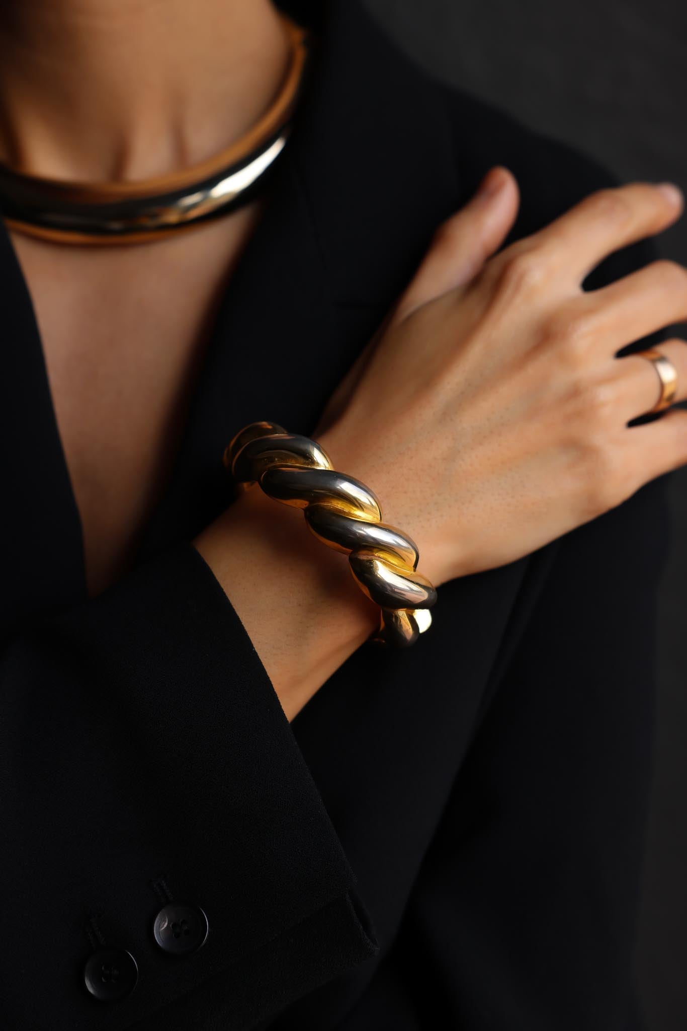 Twisted Elegance Hinged Bracelet|Vintage Baazaar 