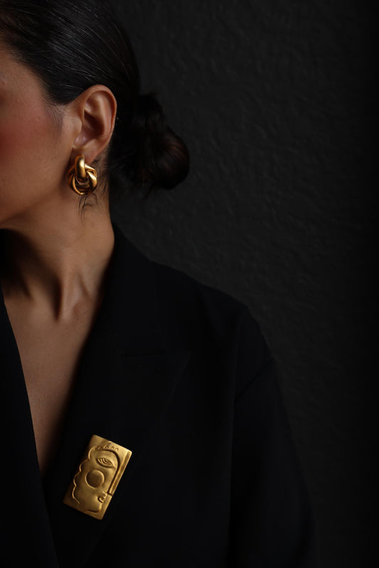 Brushed Gold Knot Statement Earrings|Vintage Baazaar 