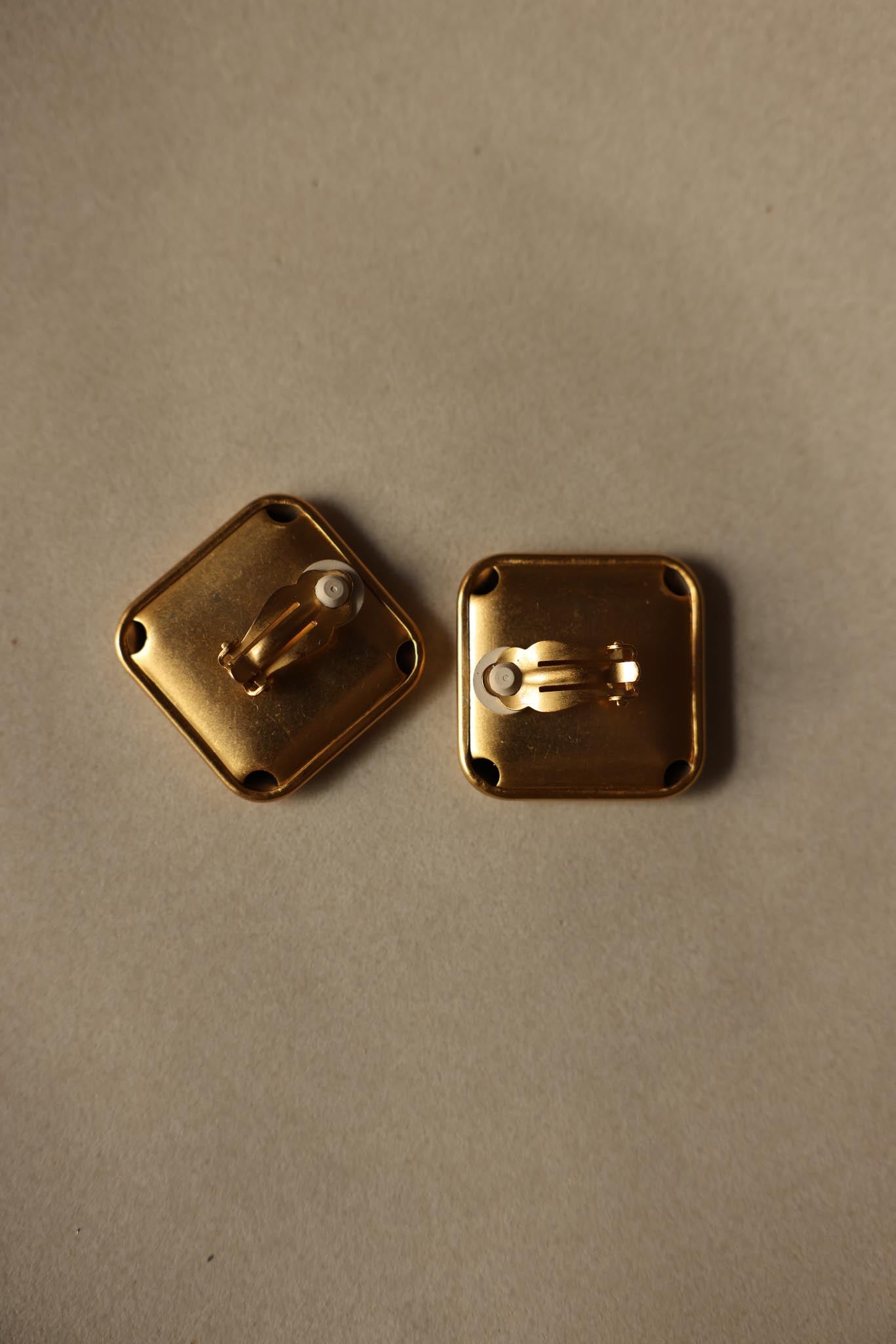 Matte Gold Square Clip-On Earrings|Vintage Baazaar 