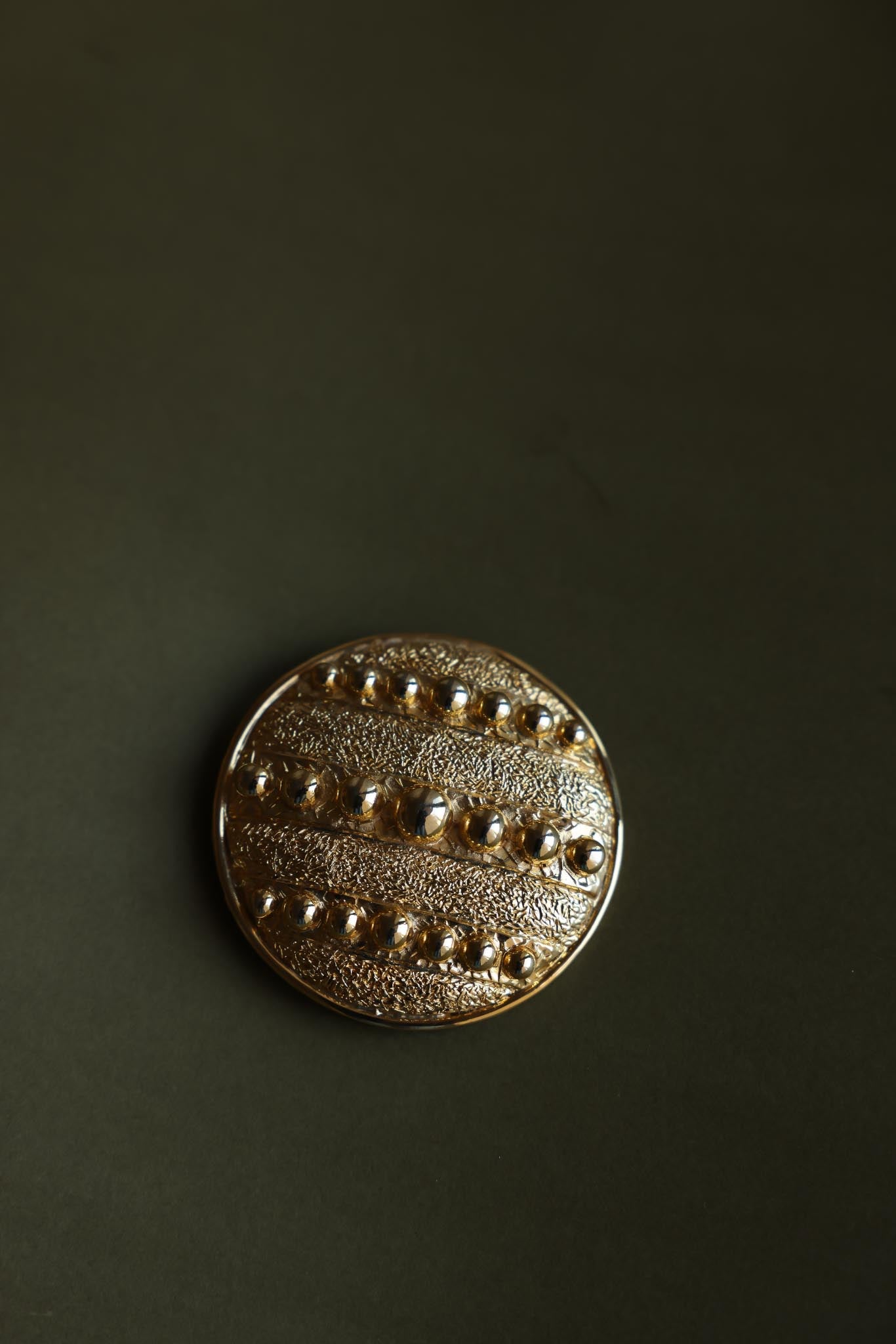 Textured Dome Brooch with Raised Beaded Stripes|Vintage Baazaar 
