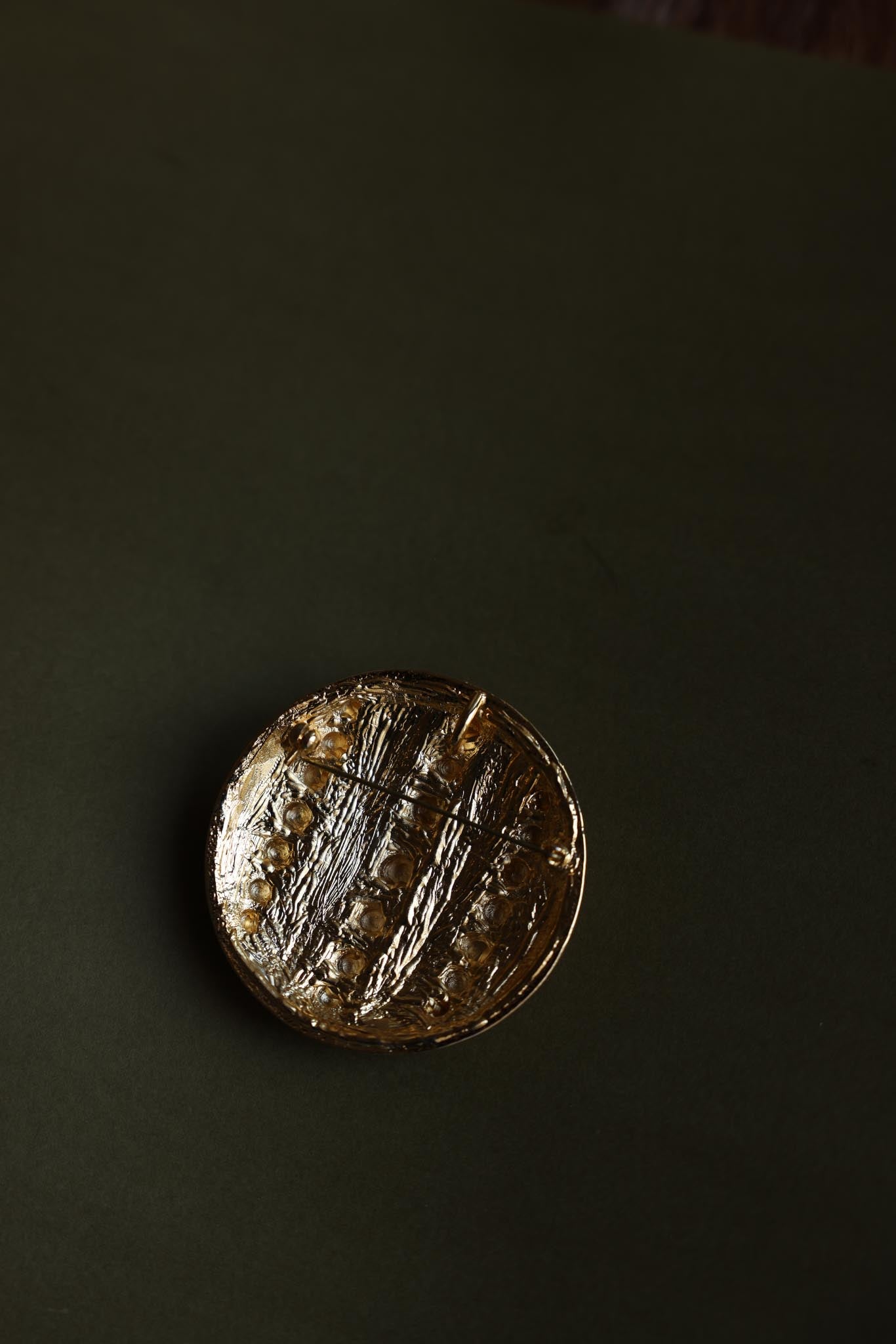 Textured Dome Brooch with Raised Beaded Stripes|Vintage Baazaar 