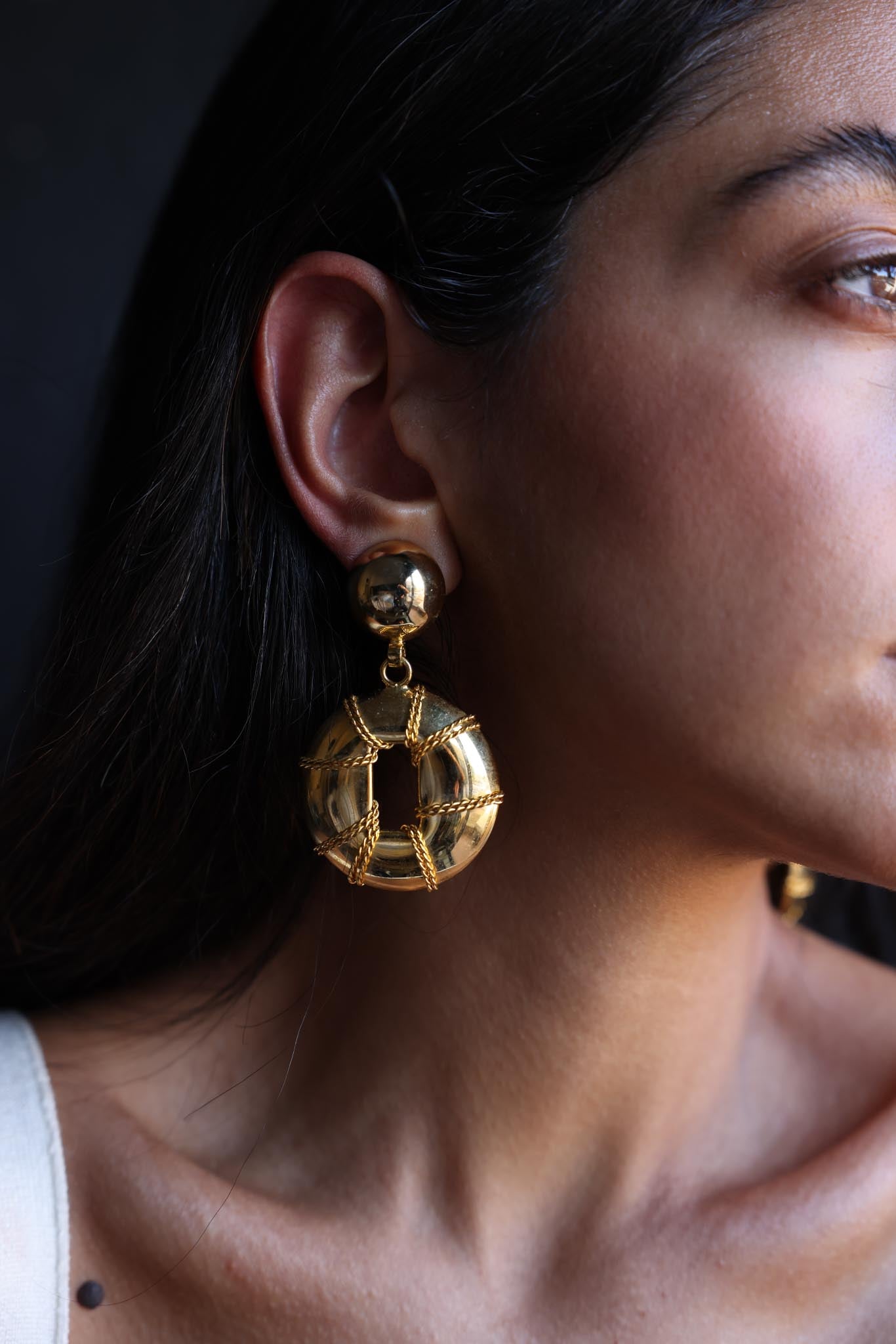 Golden Nautical Hoop Earrings|Vintage Baazaar 
