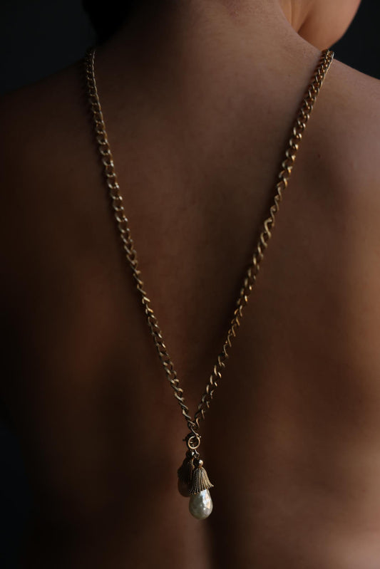Sarah Cov Gold-Tone Necklace with Faux Pearl Drops