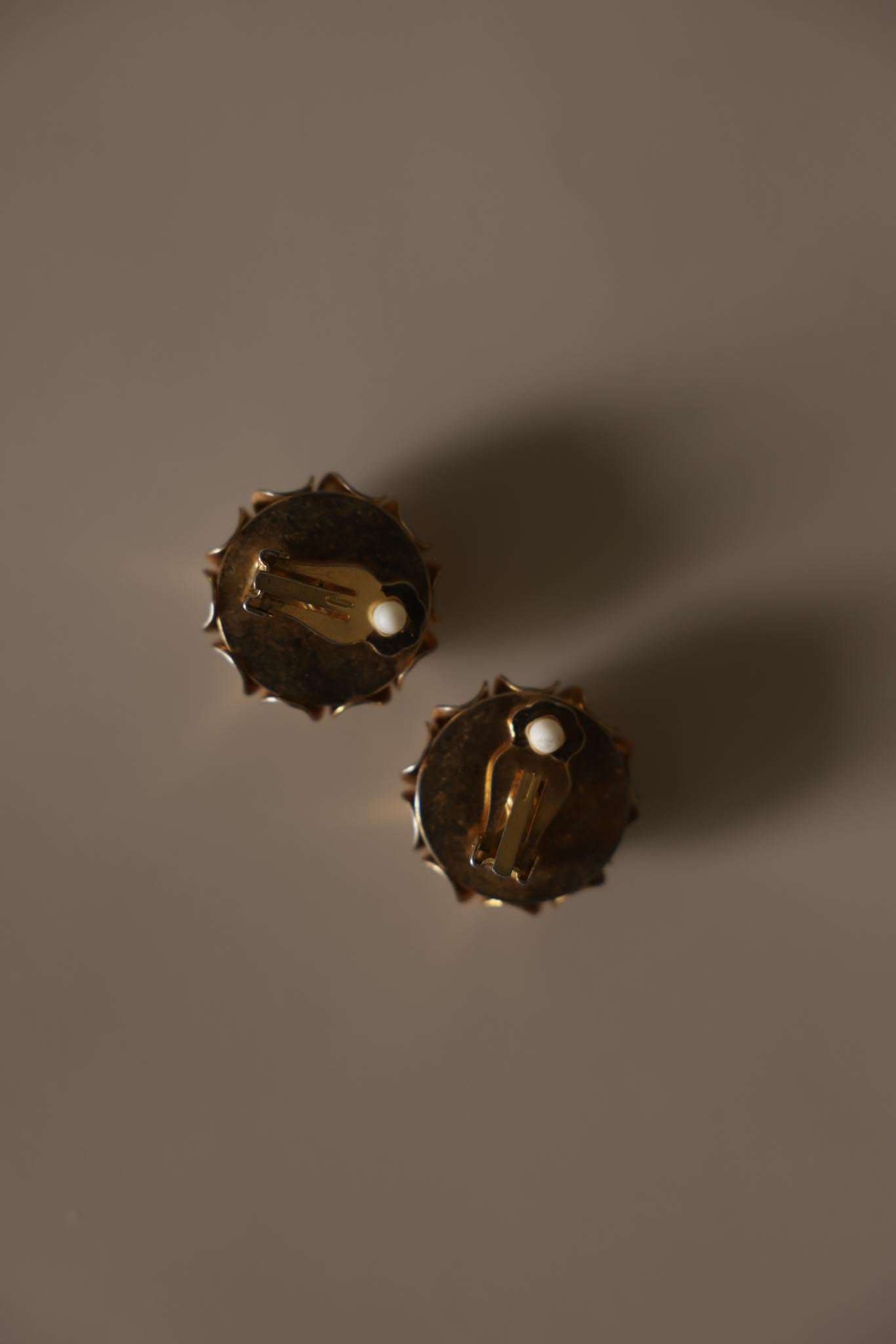 Gold Tone Faux Pearl & Clear Rhinestone Clip-On Earrings | 1980s
