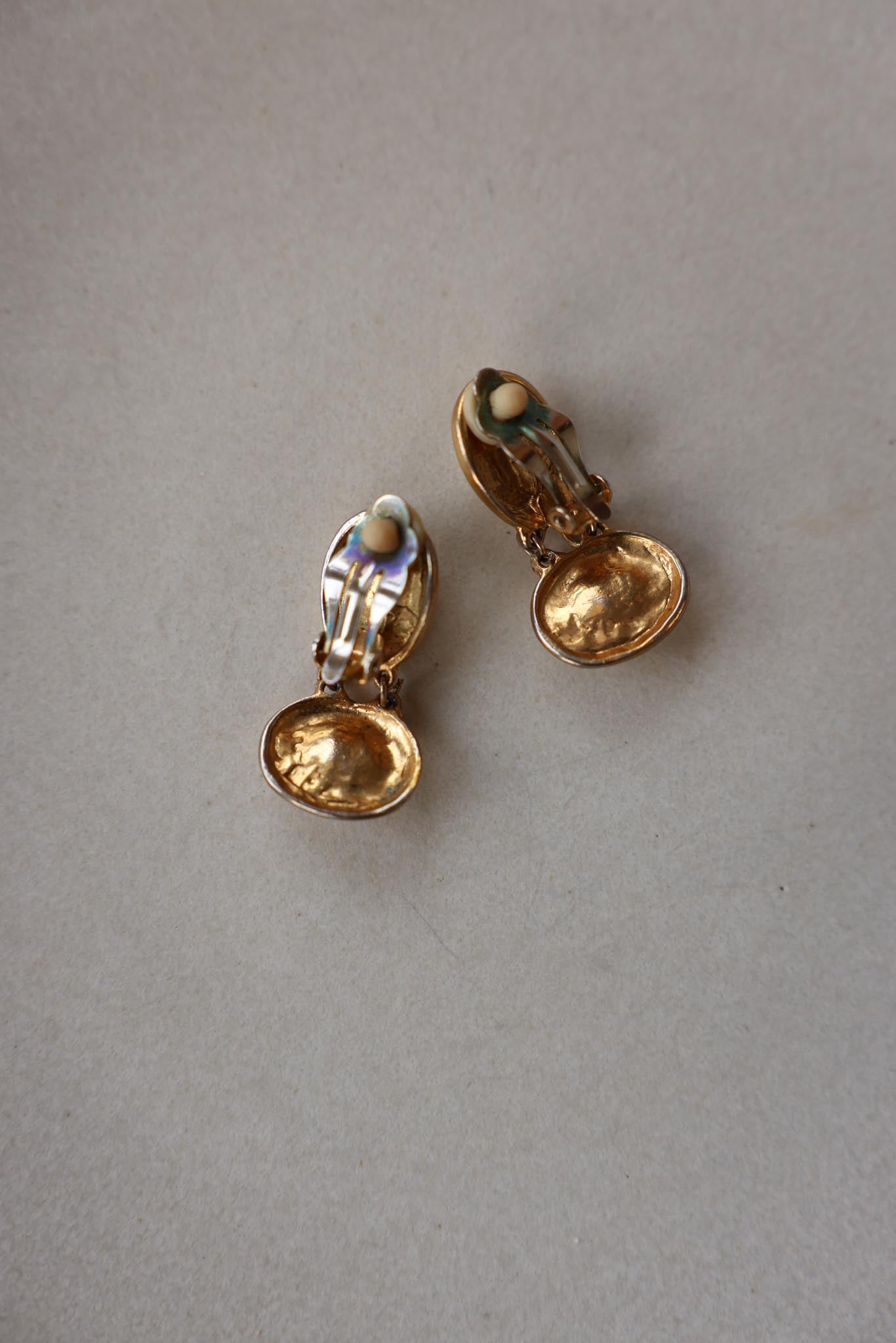 Golden Pearl Drop Clip-On Earrings|Vintage Baazaar 