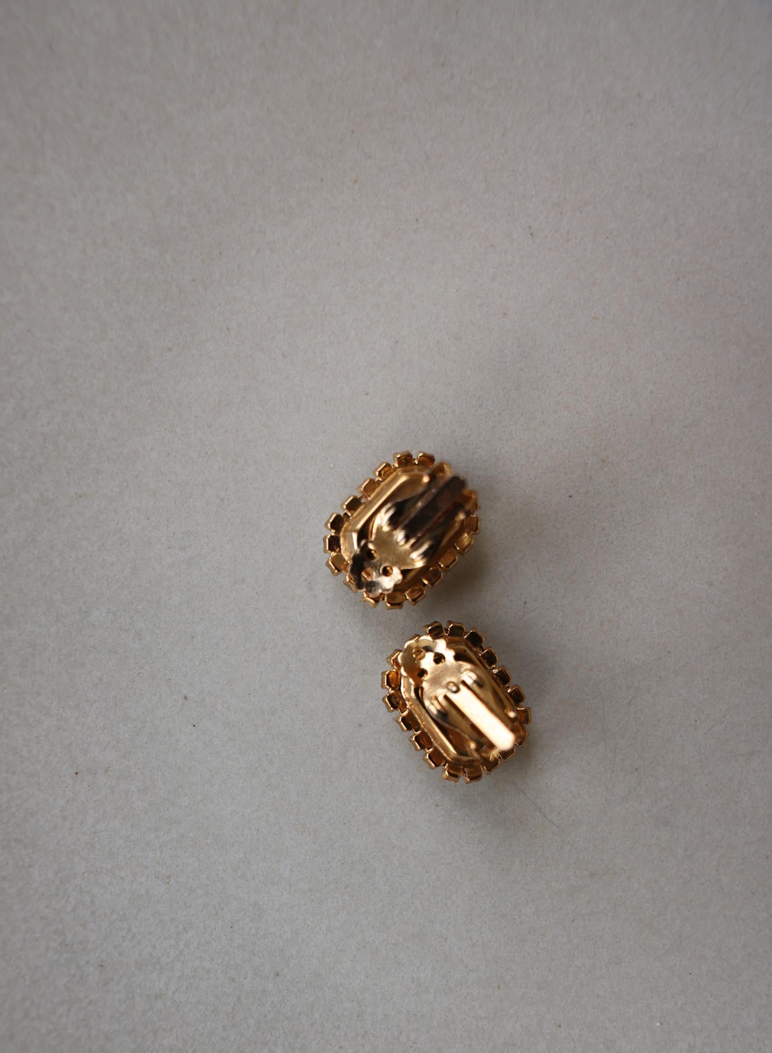 Gold-Filled Clip-On Earrings with Amber Glass Stones|Vintage Baazaar 
