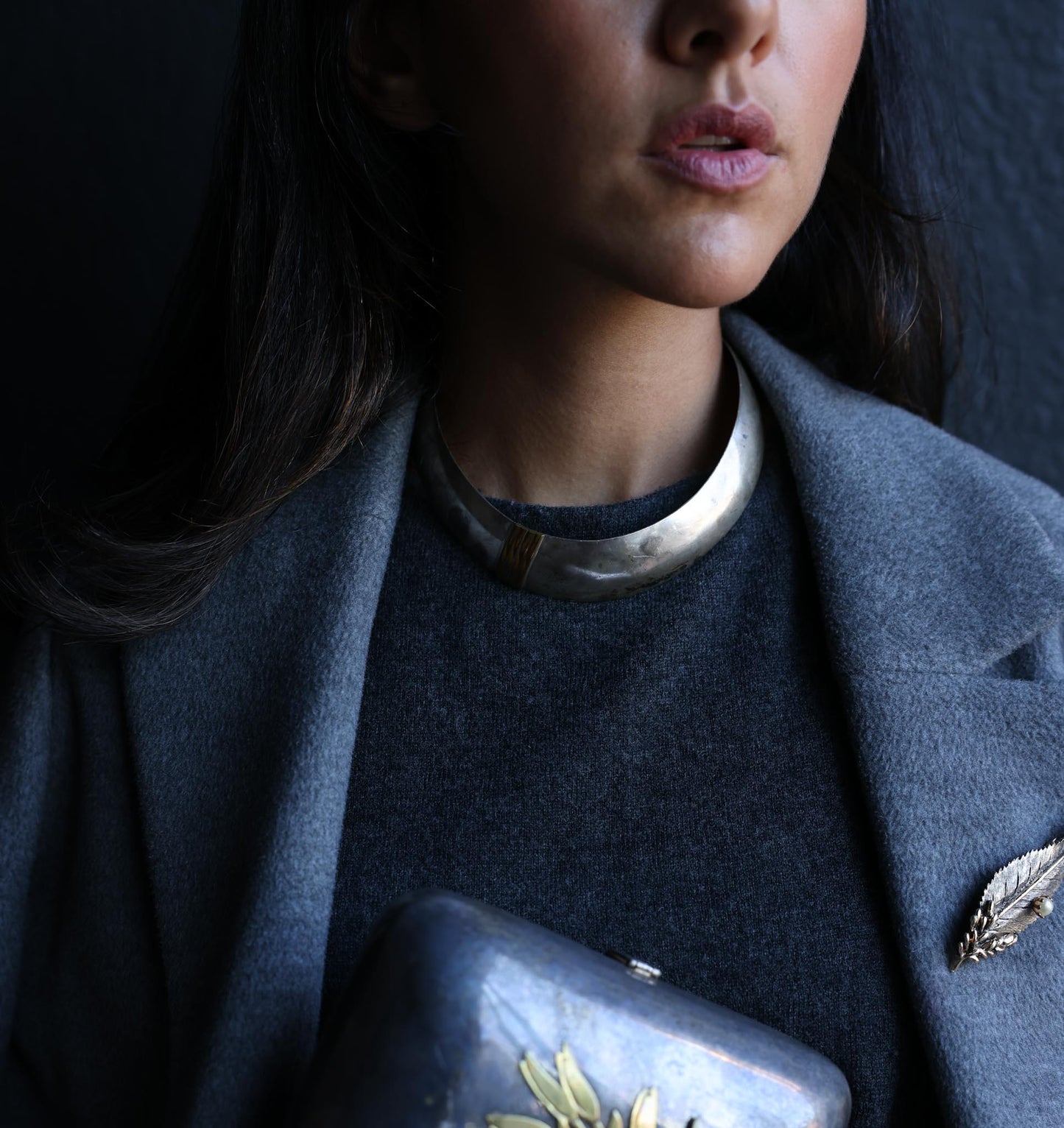 Silver Tone Horizon Collar Necklace|Vintage Baazaar 