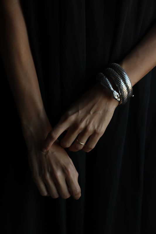 Silver Tone Snake Mesh Wrap Bracelet