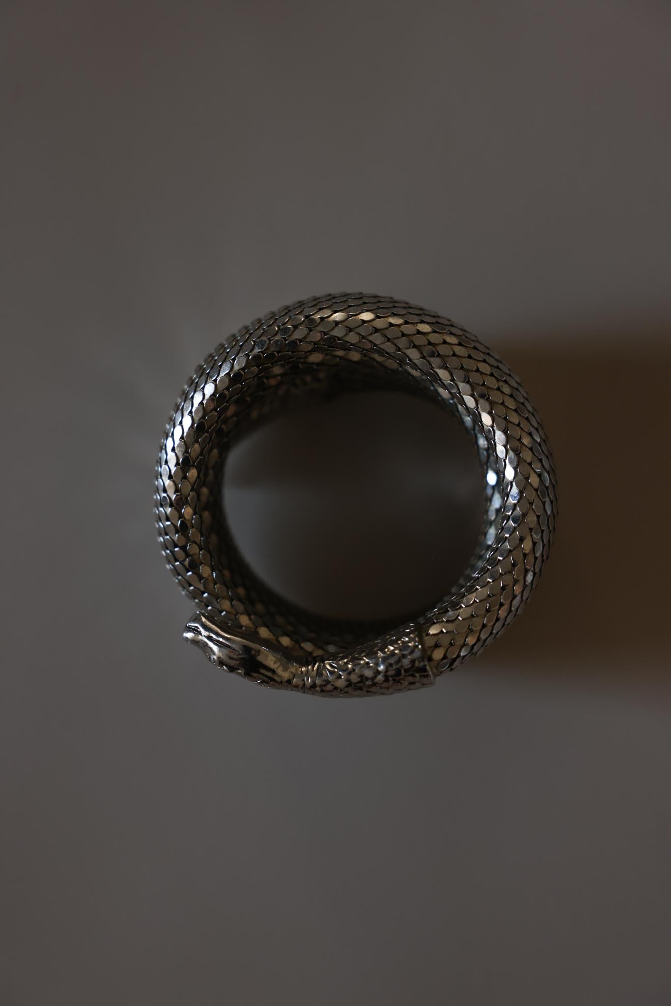 Silver Tone Snake Mesh Wrap Bracelet