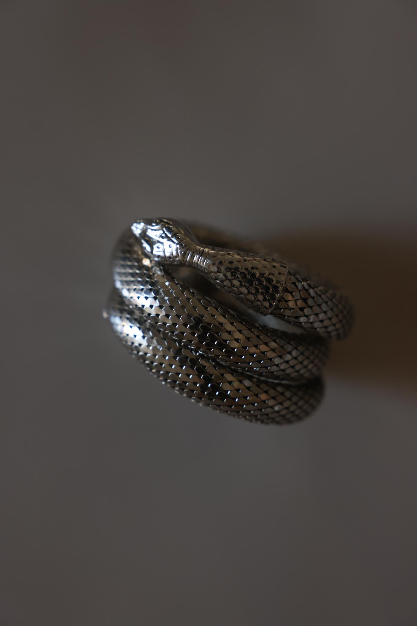 Silver Tone Snake Mesh Wrap Bracelet
