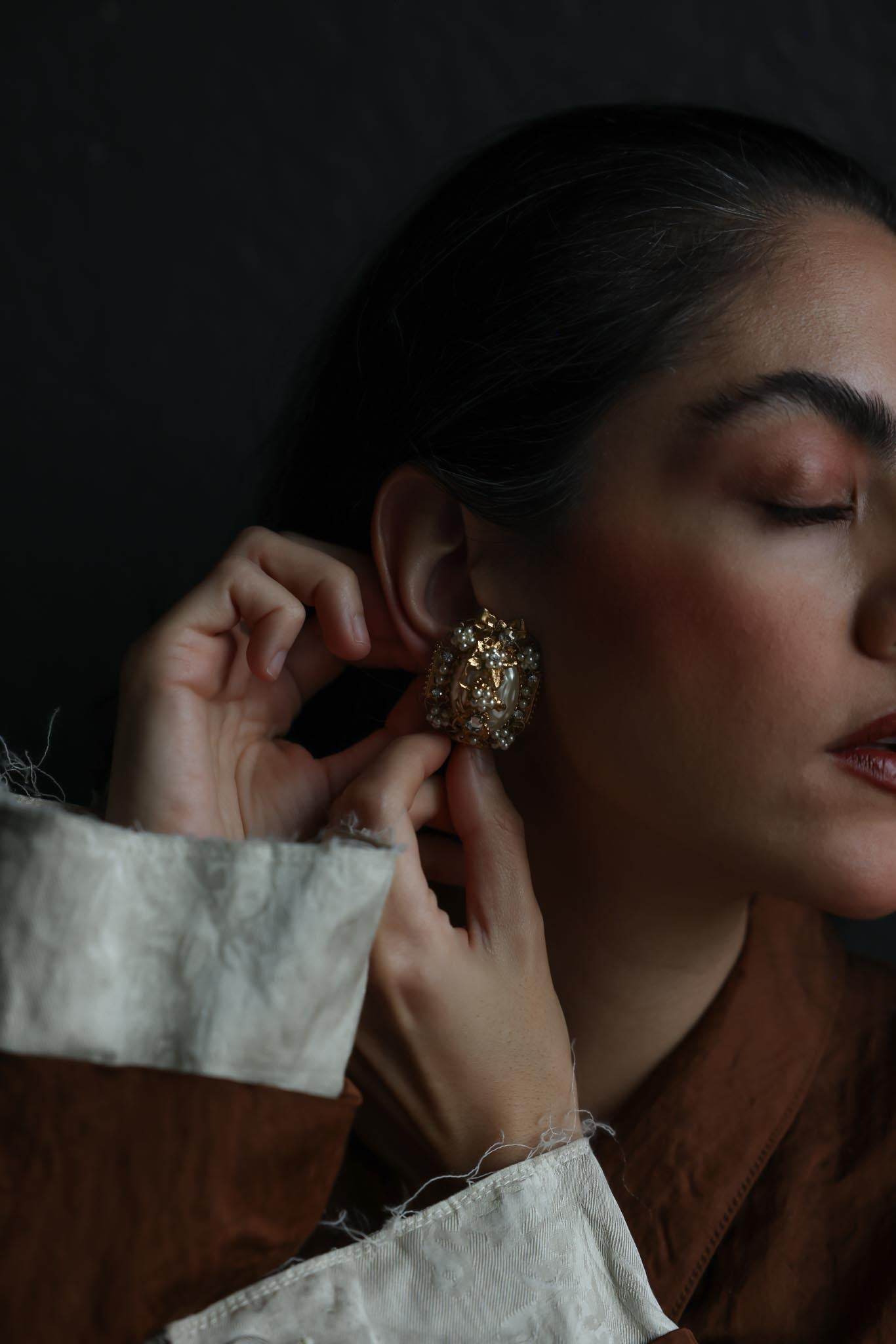 10k Gold Filled Victorian Filigree Pearl Clip-On Earrings