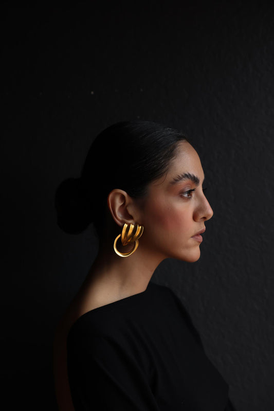 1980's Clara Studio Matte Gold Sculptural Earrings