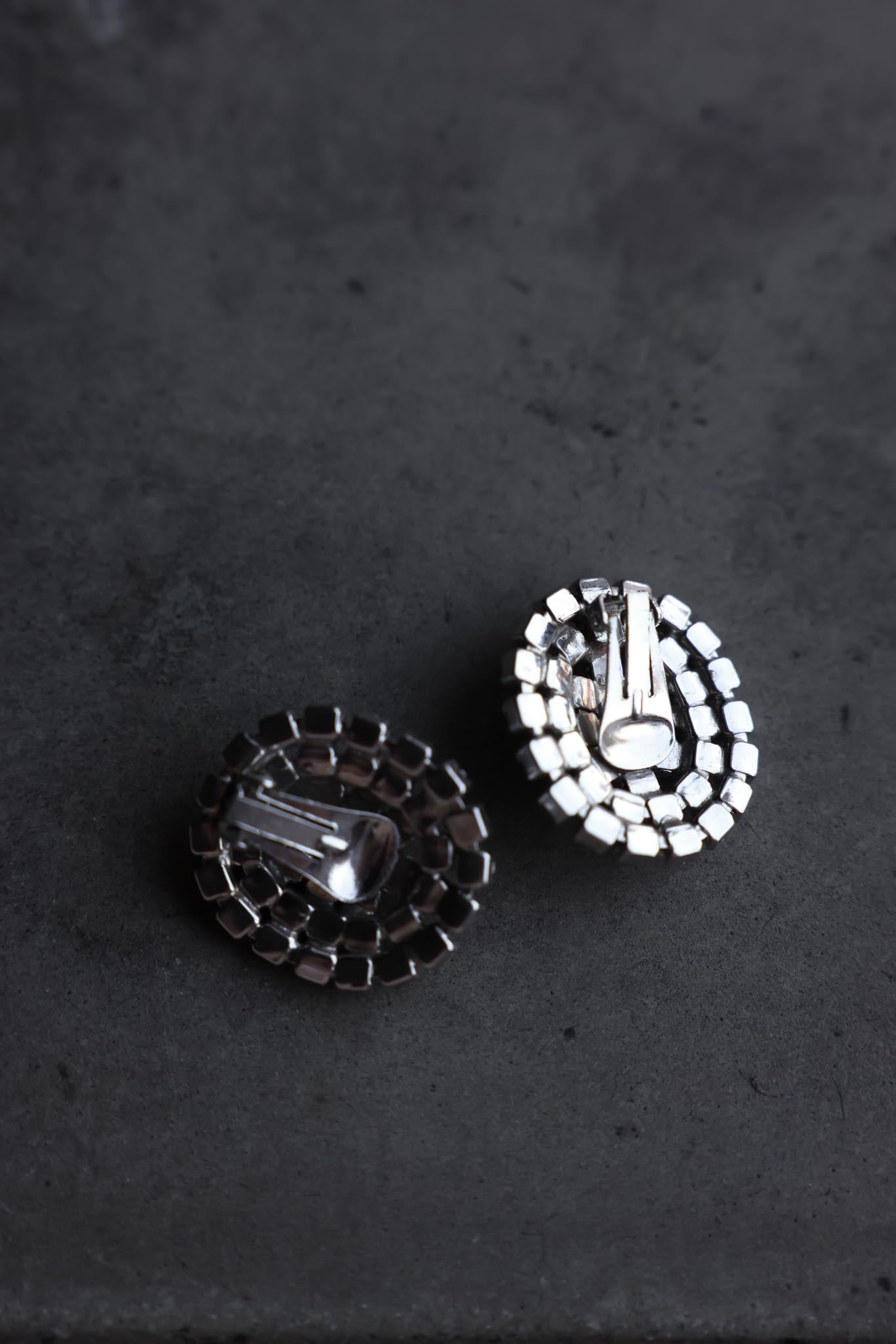 Silver-Tone Rhinestone Clip-On Earrings