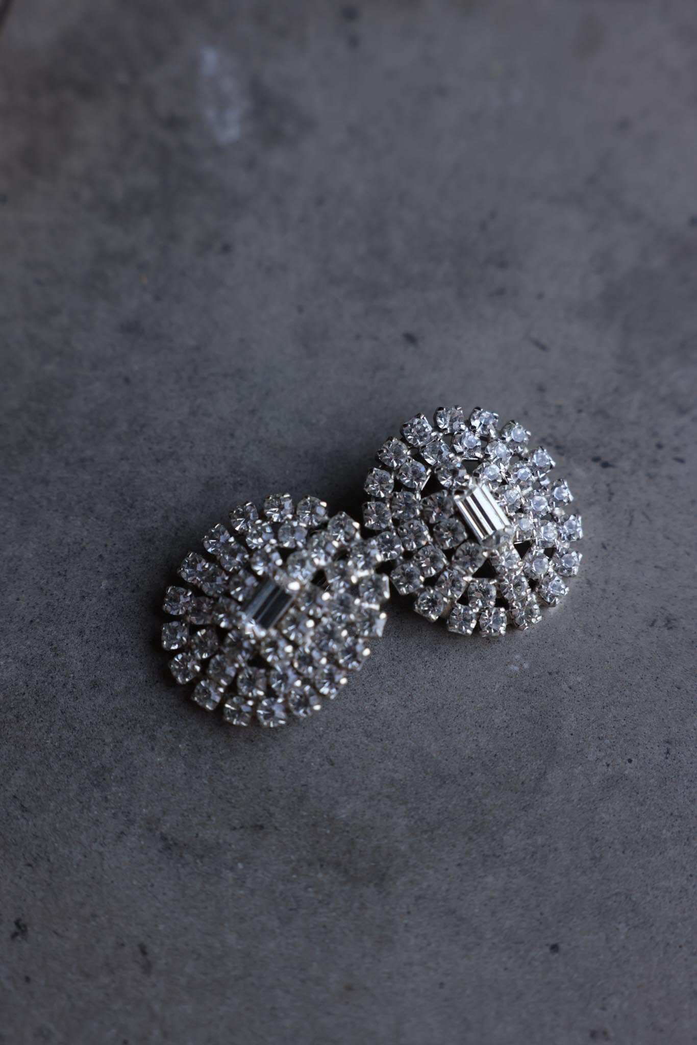 Silver-Tone Rhinestone Clip-On Earrings