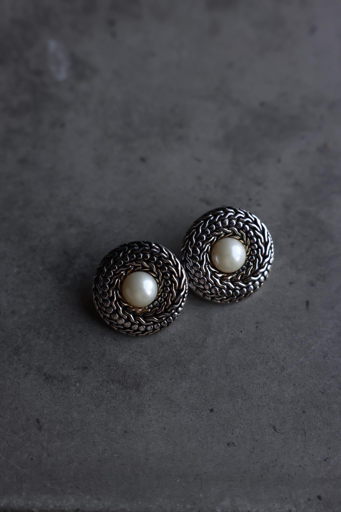 Silver-Tone Clip-On Earrings with Faux Pearl Centers