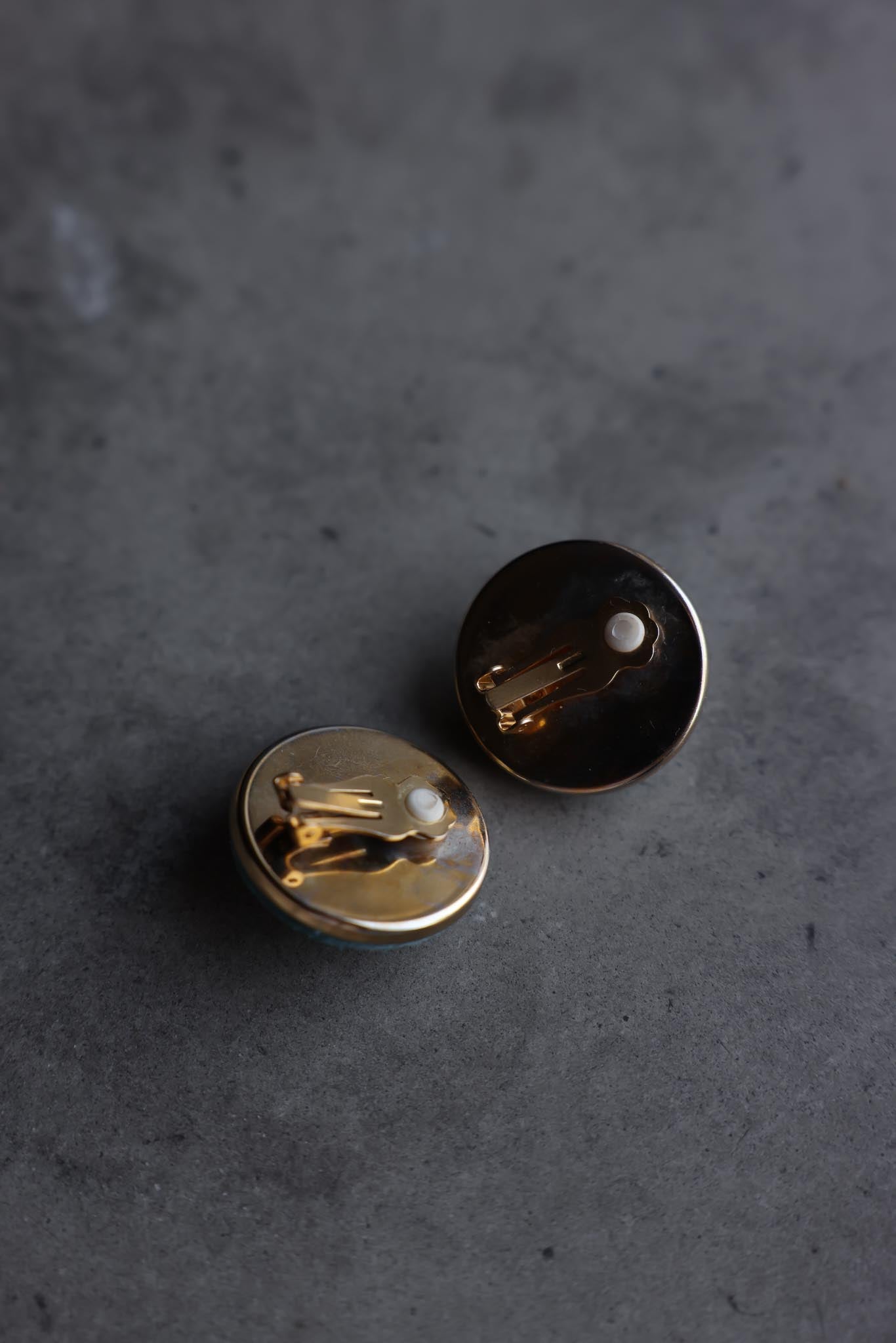 Gold-Tone Blue Suede Clip-On Earrings with Faux Pearl Centers