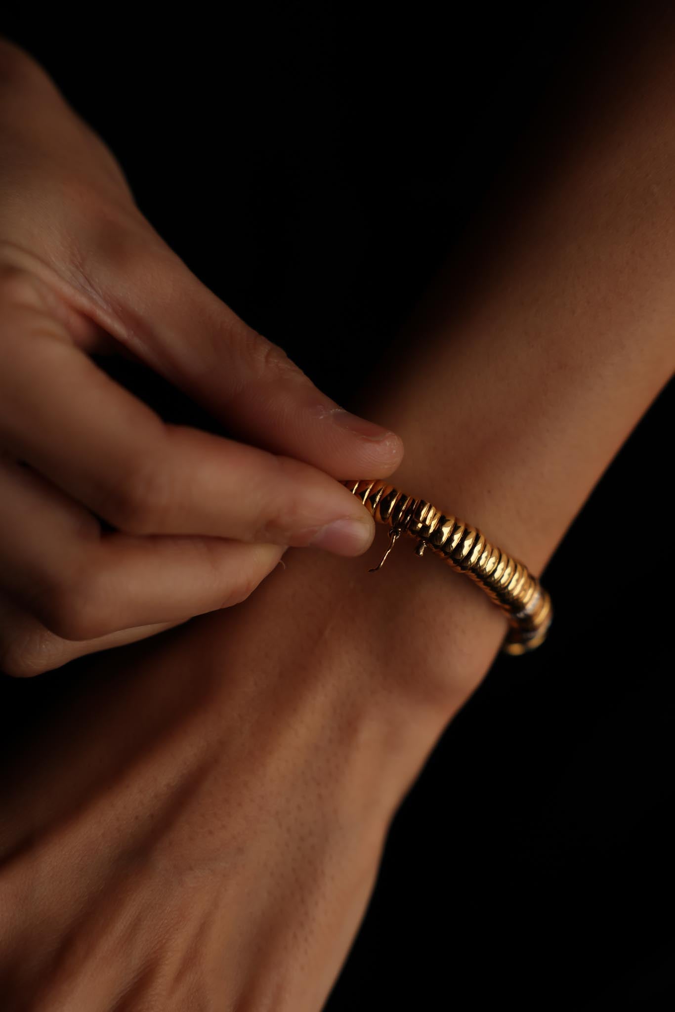 GP Gold-Toned Rhinestone Hinged Bracelet|Vintage Baazaar 