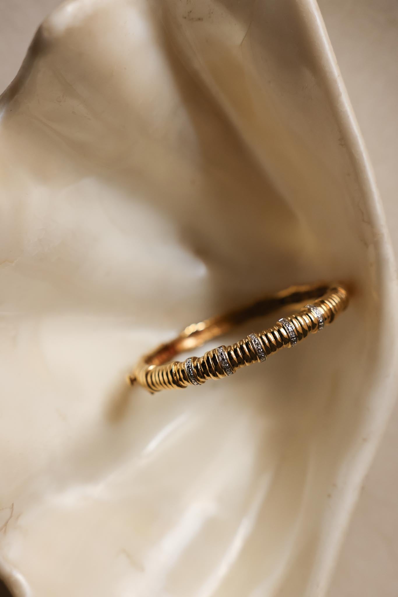 GP Gold-Toned Rhinestone Hinged Bracelet|Vintage Baazaar 