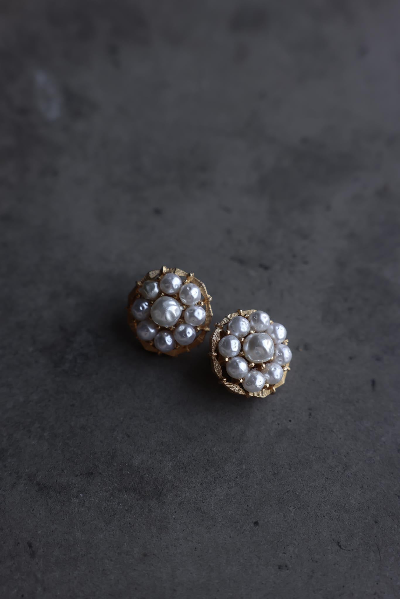 Gold-Tone Faux Pearl Cluster Clip-On Earrings