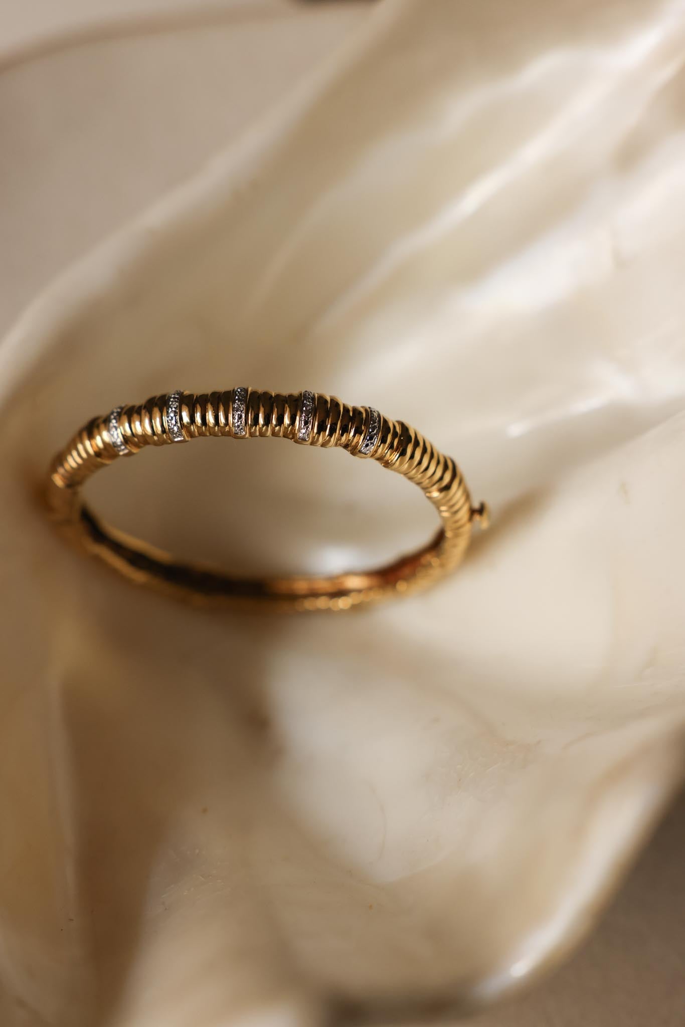 GP Gold-Toned Rhinestone Hinged Bracelet|Vintage Baazaar 