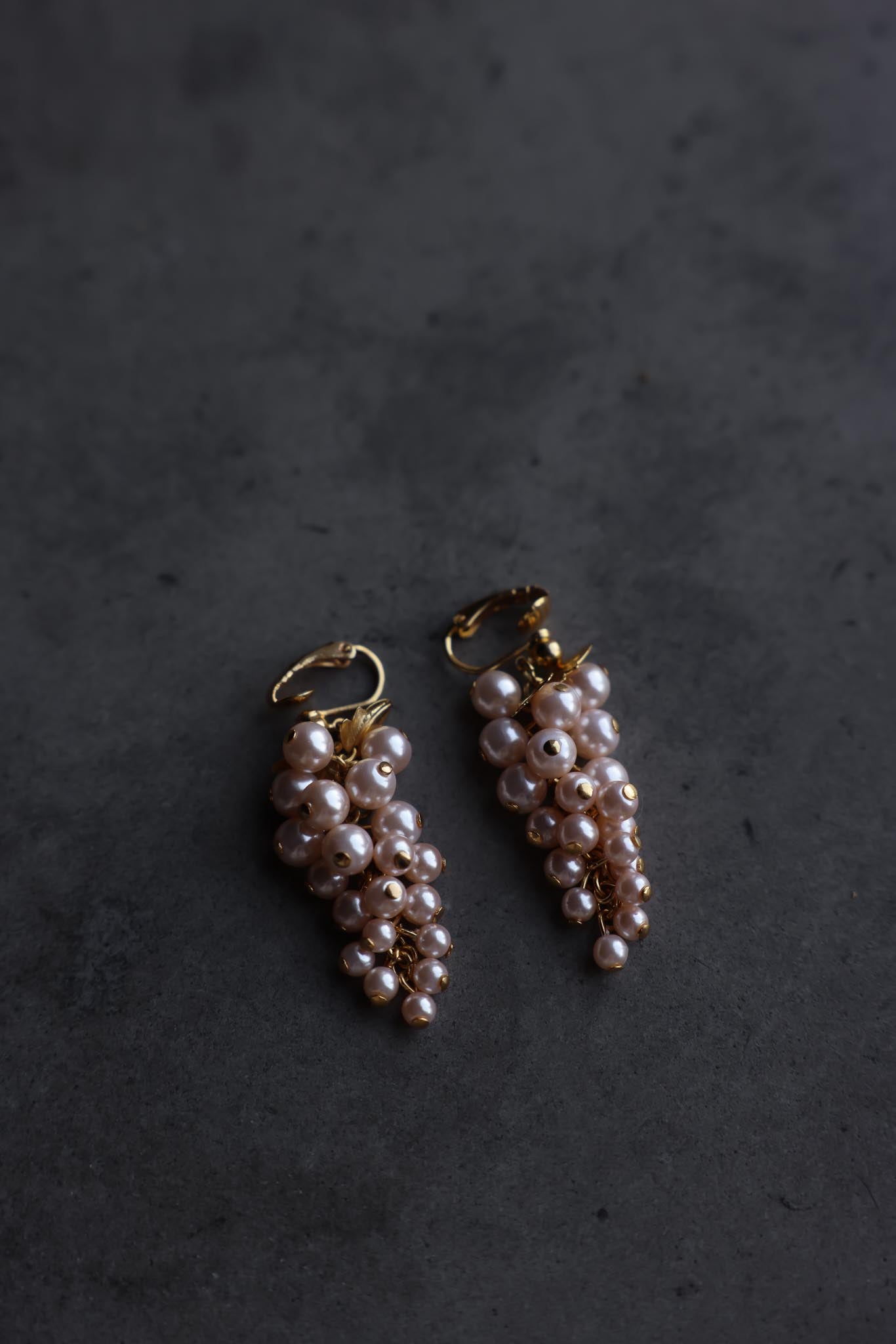 Blush Grape Cluster Clip-On Earrings