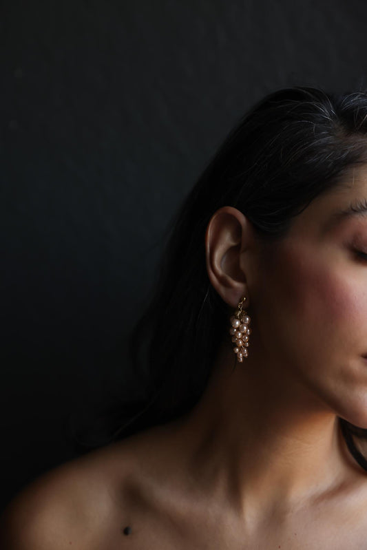Blush Grape Cluster Clip-On Earrings