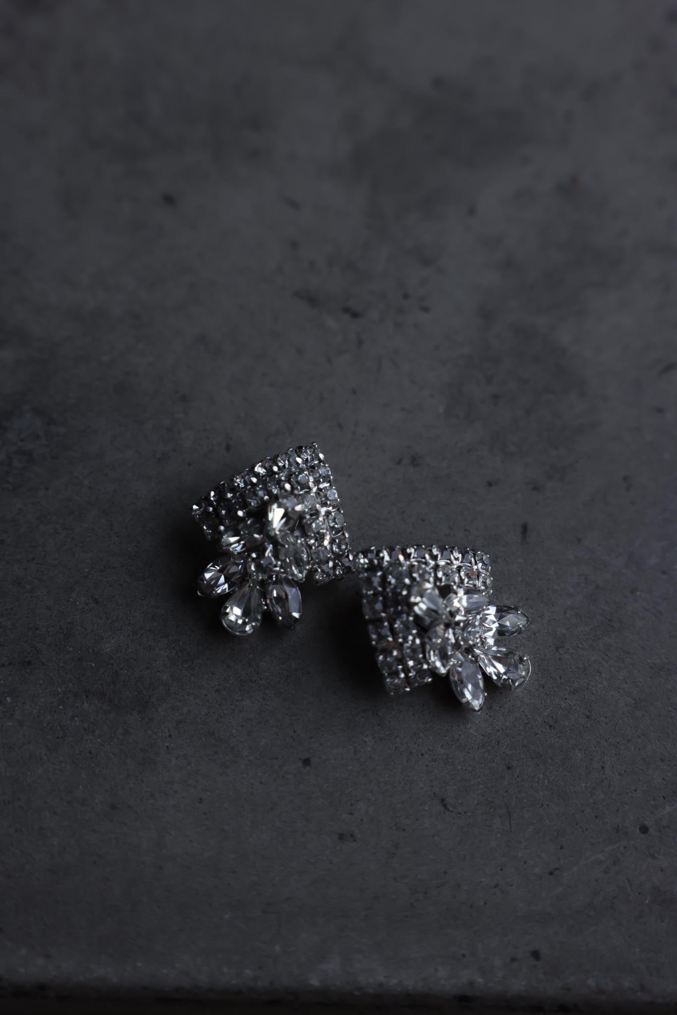 Kramer Silver-Tone Rhinestone Clip-On Earrings