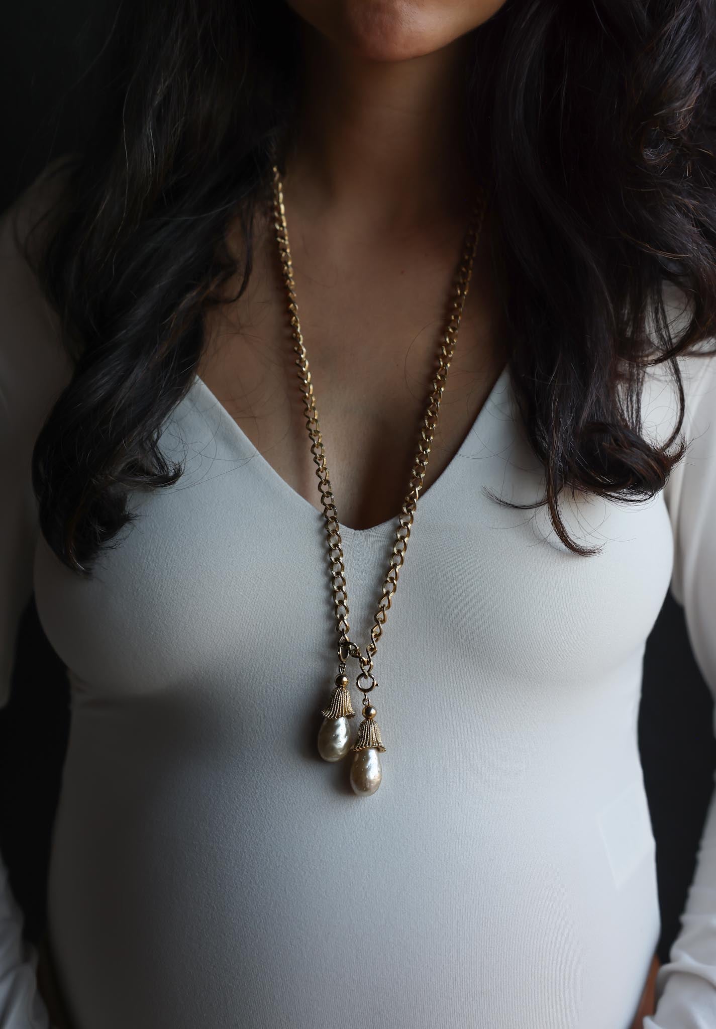 Sarah Cov Gold-Tone Necklace with Faux Pearl Drops