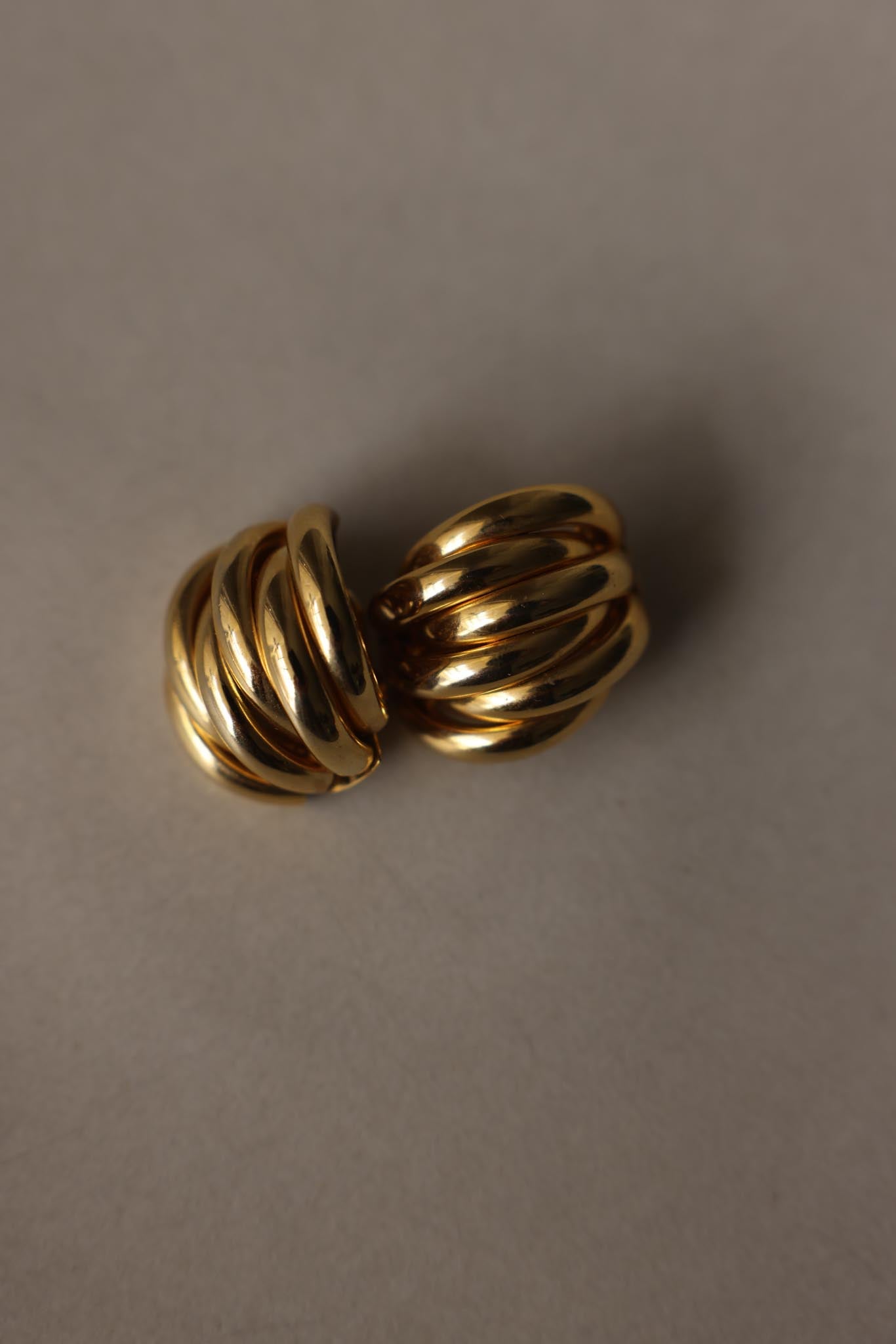Vintage Chunky Gold Tone Clip-On Earrings