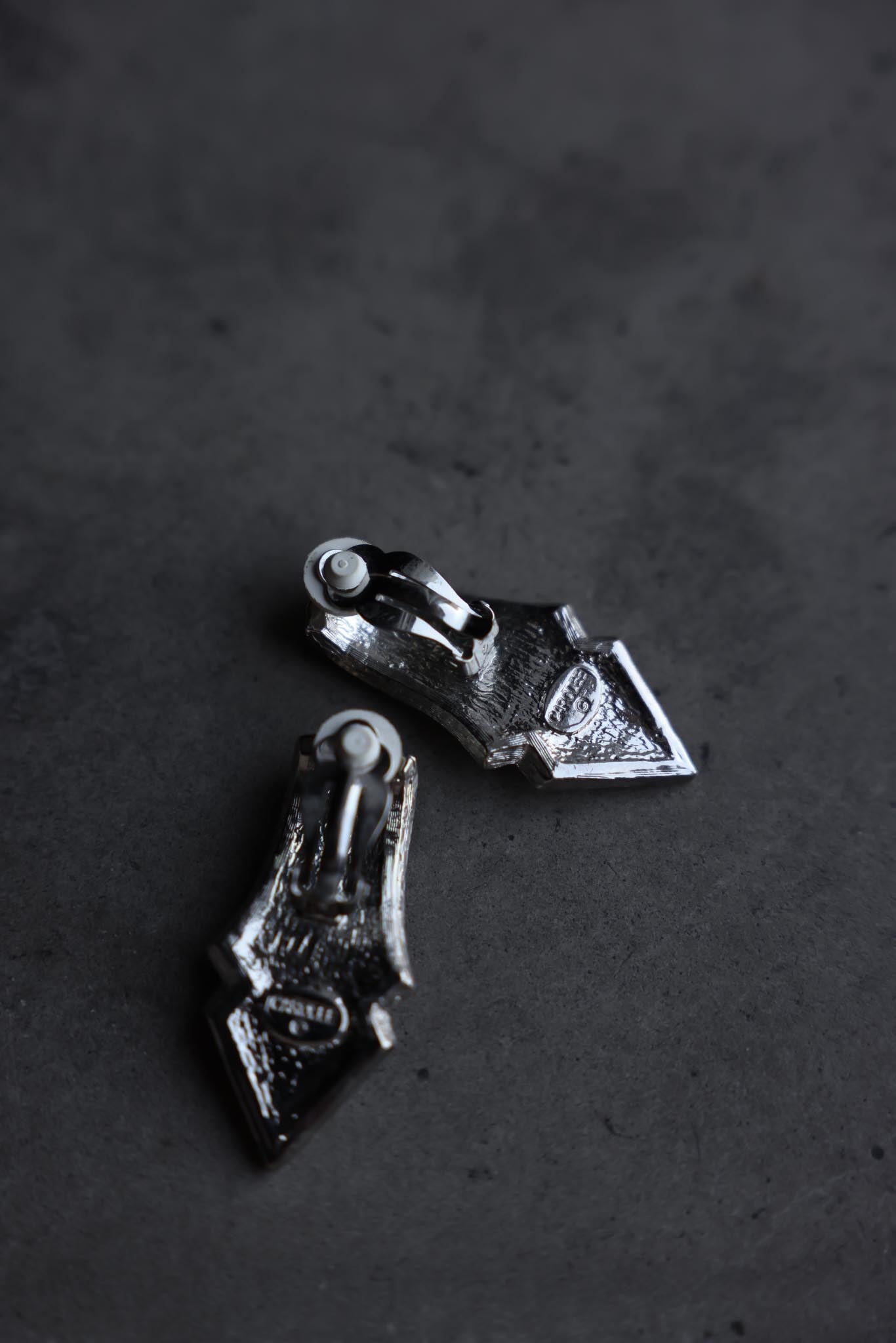 Carolee Silver-Tone Rhinestone Art Deco Clip-On Earrings