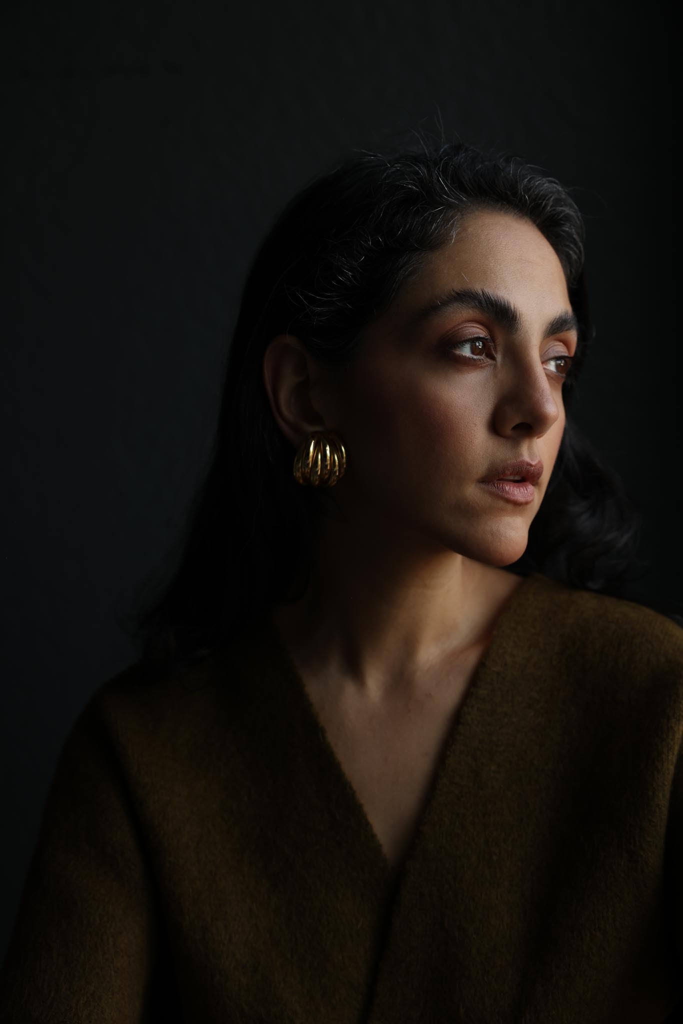 Vintage Chunky Gold Tone Clip-On Earrings