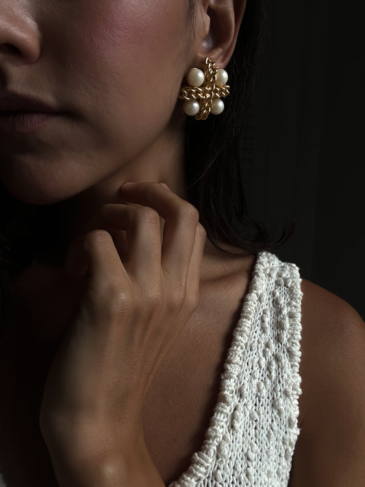 Pearl Cross Earrings|Vintage Baazaar 