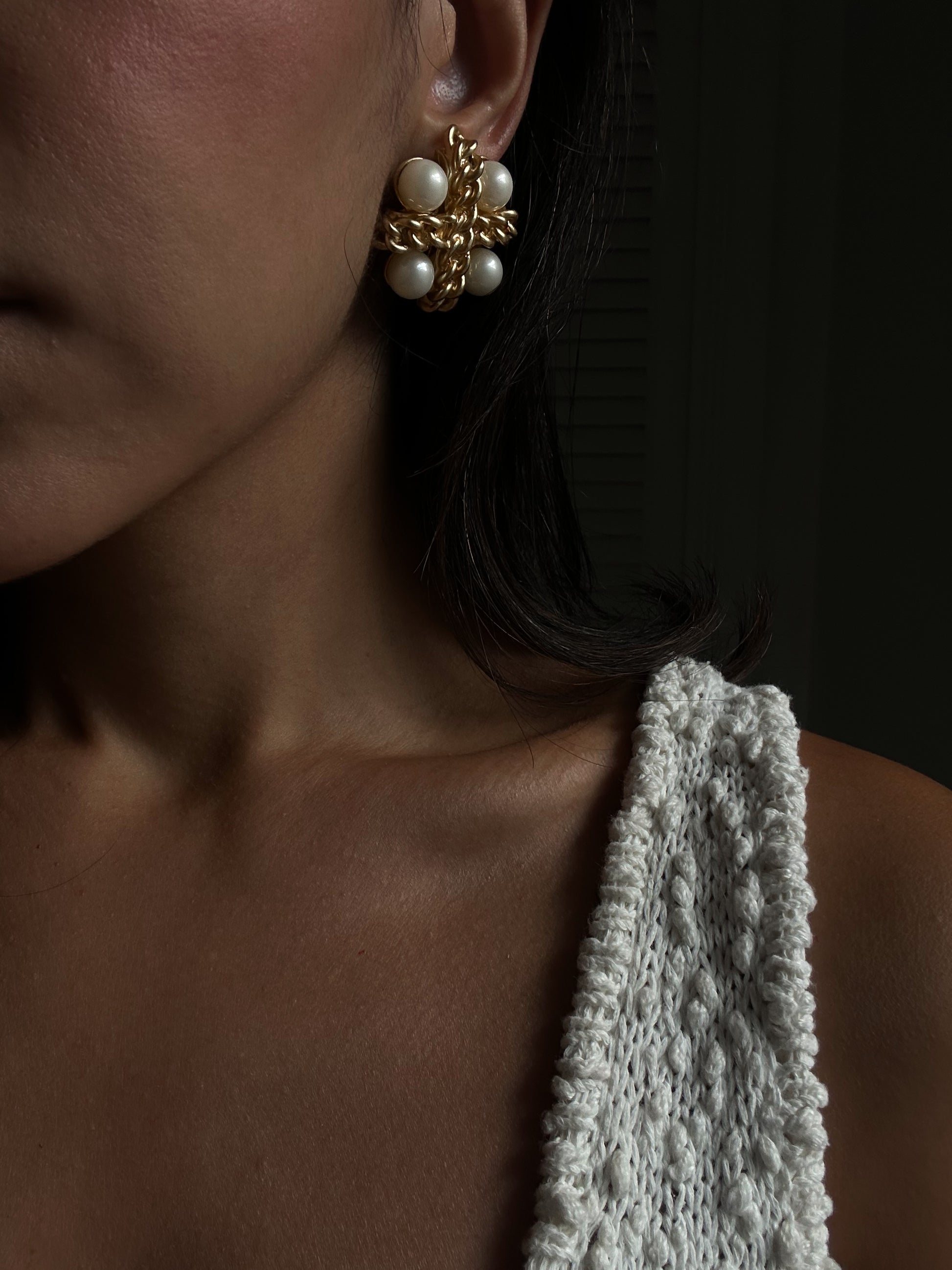 Pearl Cross Earrings|Vintage Baazaar 