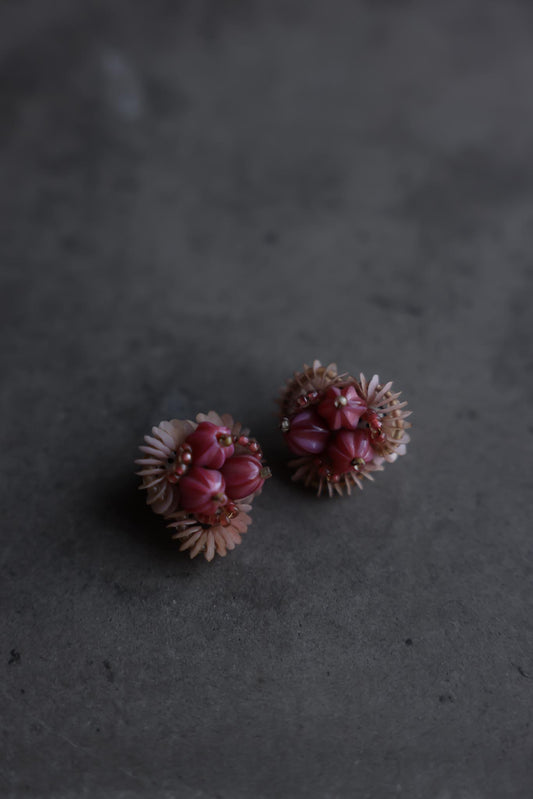 Pink Floral Cluster Clip-On Earrings