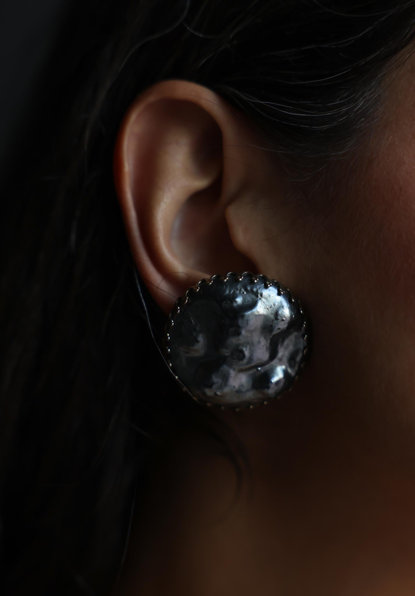 Gray Faux Pearl Dome Clip-On Earrings