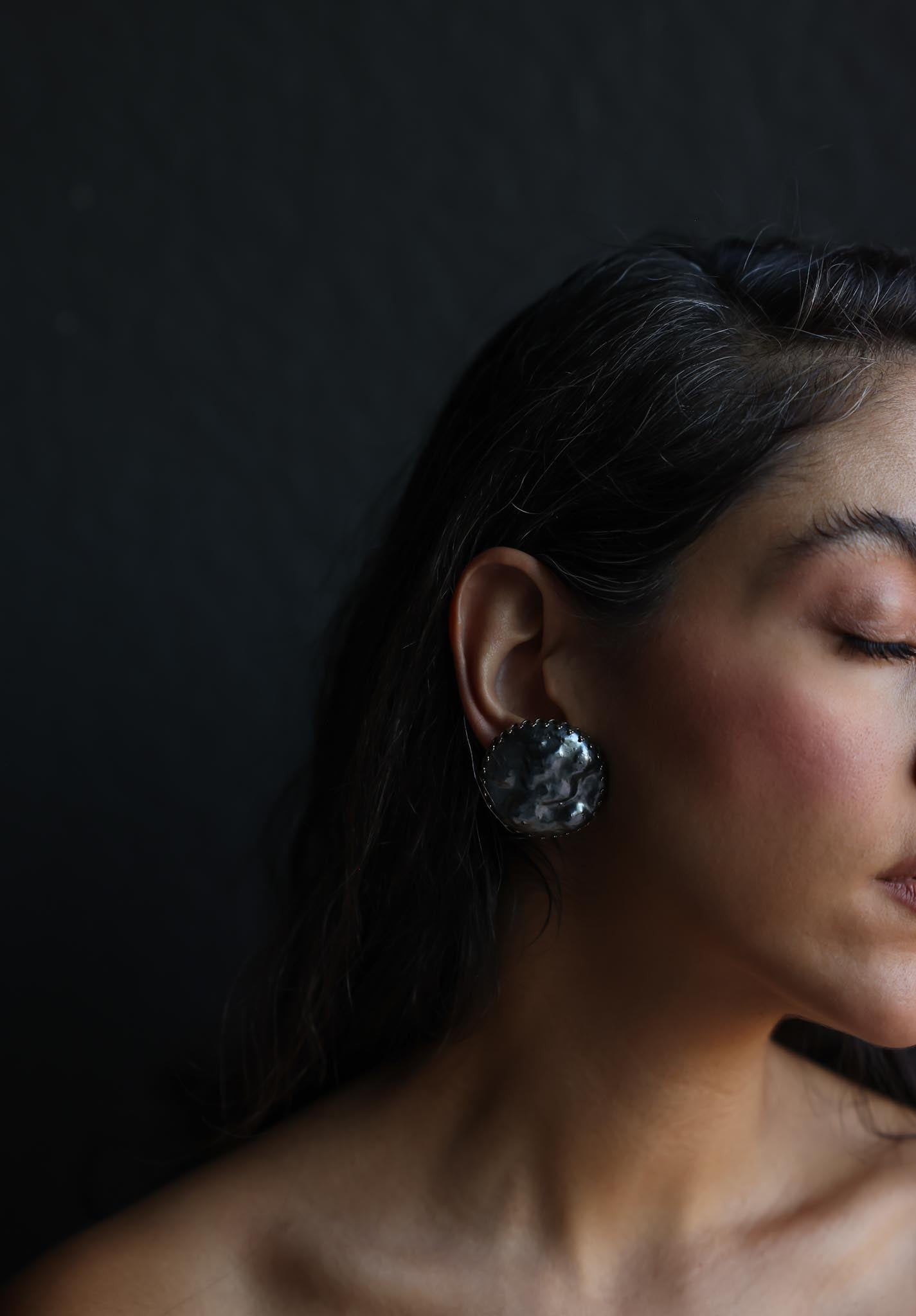 Gray Faux Pearl Dome Clip-On Earrings