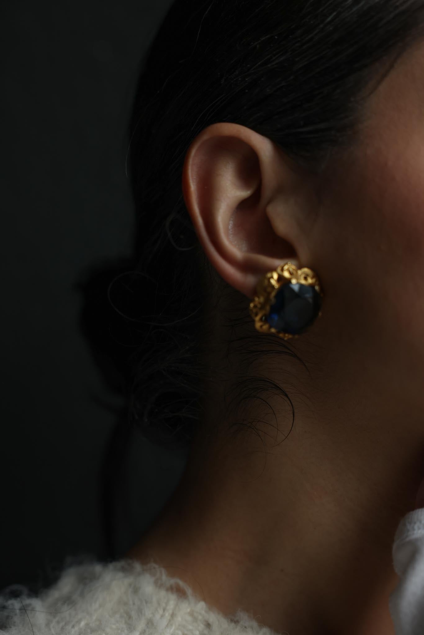 Florenza Gold-Tone Clip-On Earrings with Blue Glass