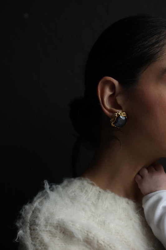 Florenza Gold-Tone Clip-On Earrings with Blue Glass